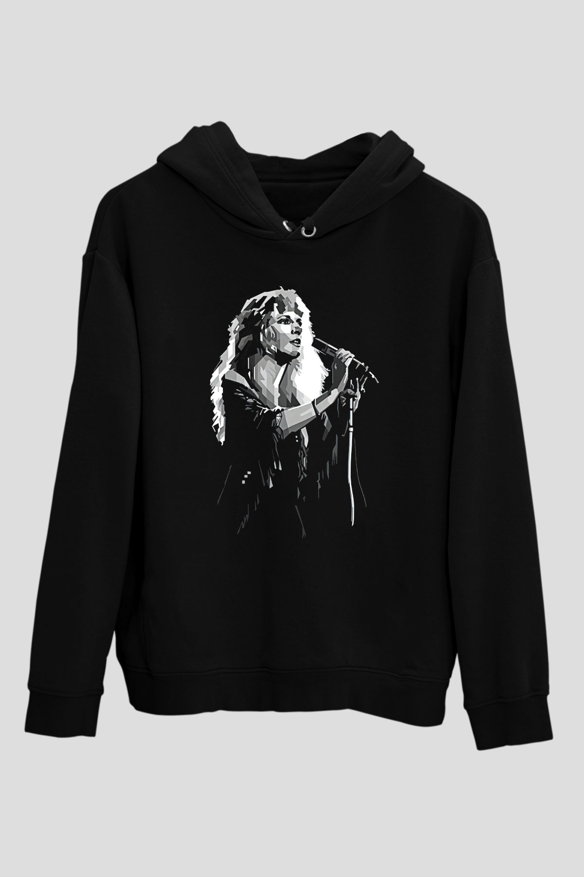 Fleetwod Mac Baskılı Unisex Siyah Kapüşonlu Sweatshirt