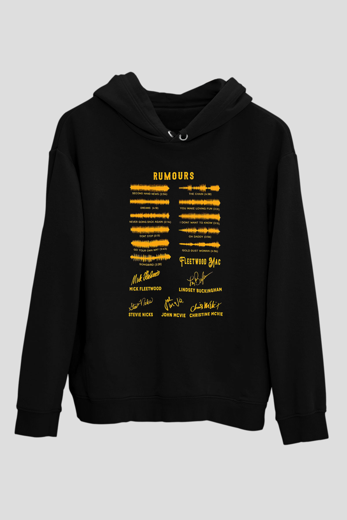 Fleetwod Mac Baskılı Unisex Siyah Kapüşonlu Sweatshirt