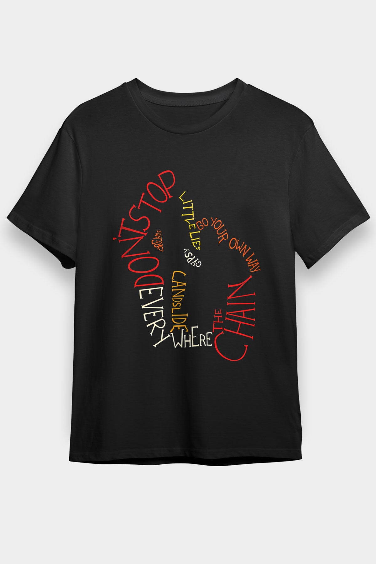 Fleetwod Mac Baskılı Unisex Siyah Tişört - Tshirt