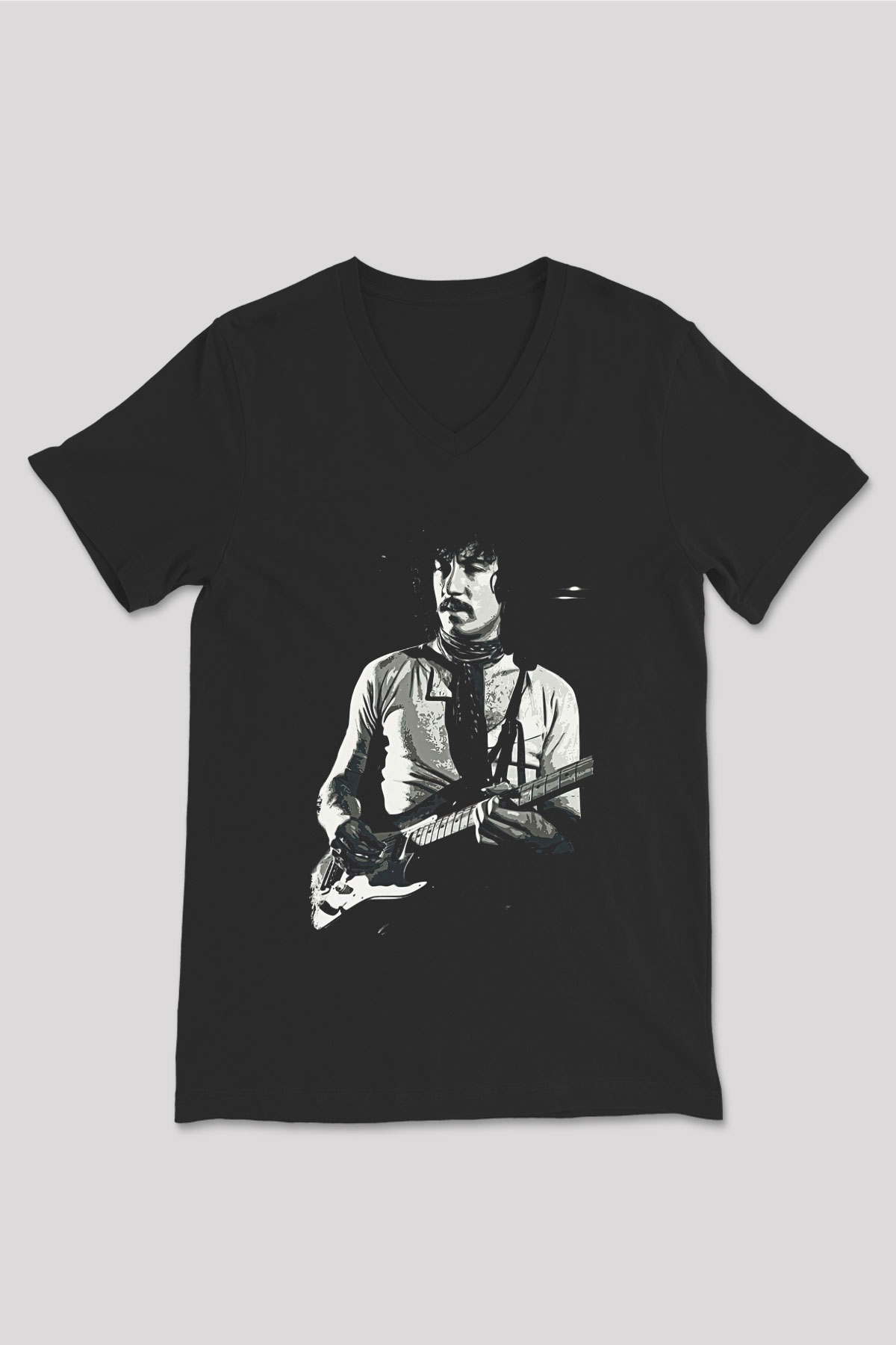 Fleetwod Mac Baskılı Unisex Siyah V Yaka Tişört - Tshirt