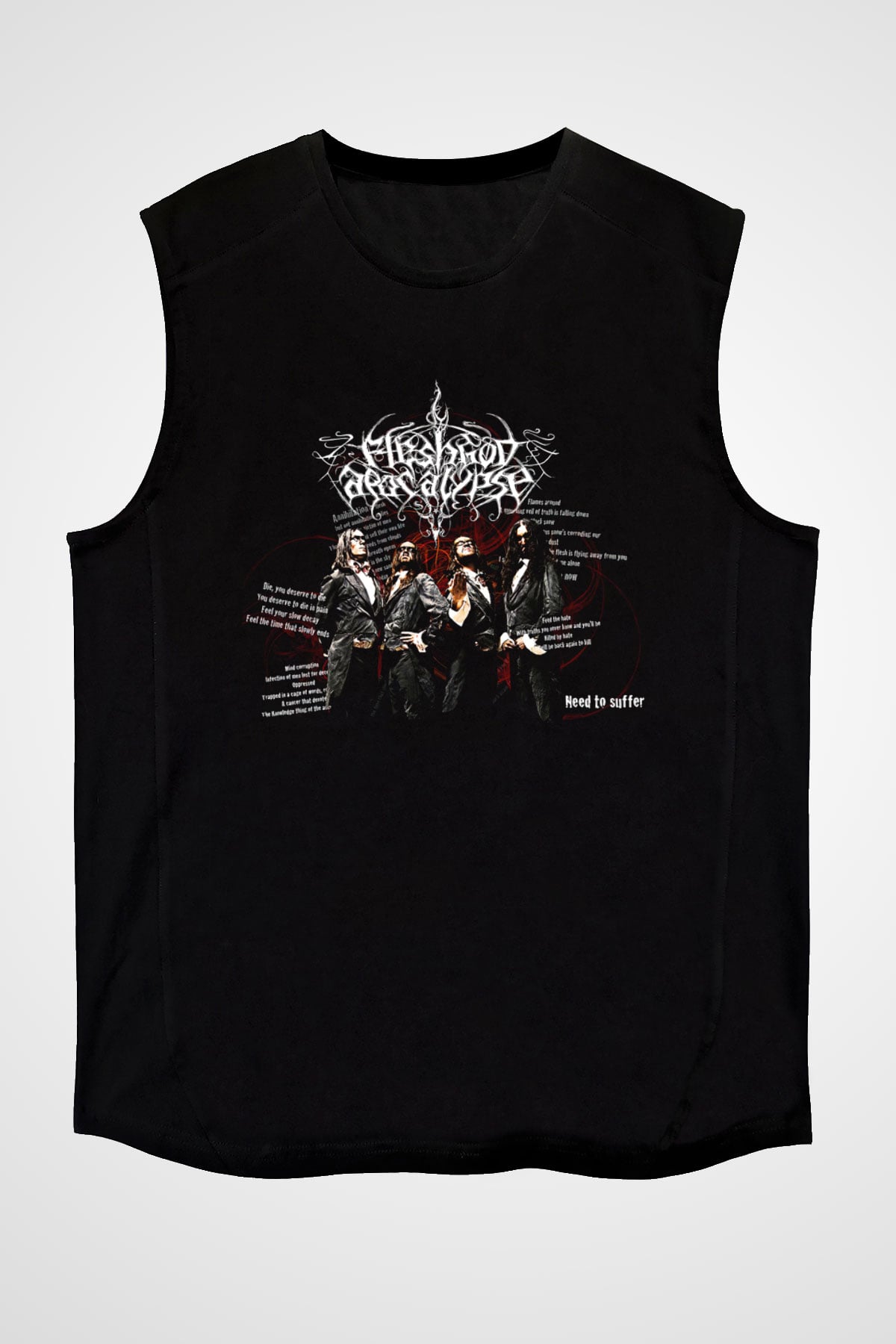 Fleshgod Apocalypse Baskılı Unisex Siyah Kolsuz Tişört - Tshirt