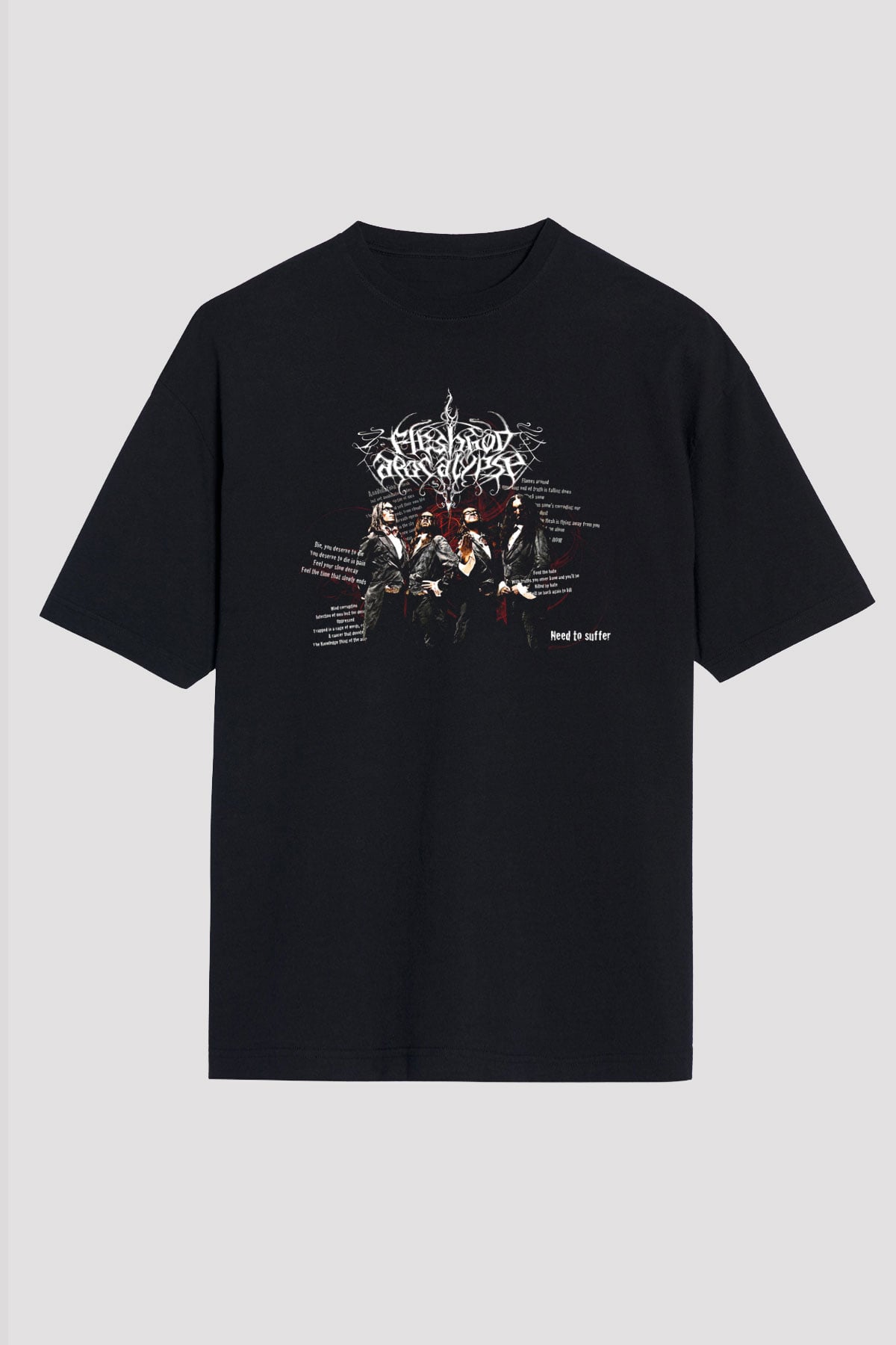 Fleshgod Apocalypse Baskılı Unisex Siyah Oversize Tişört - Tshirt
