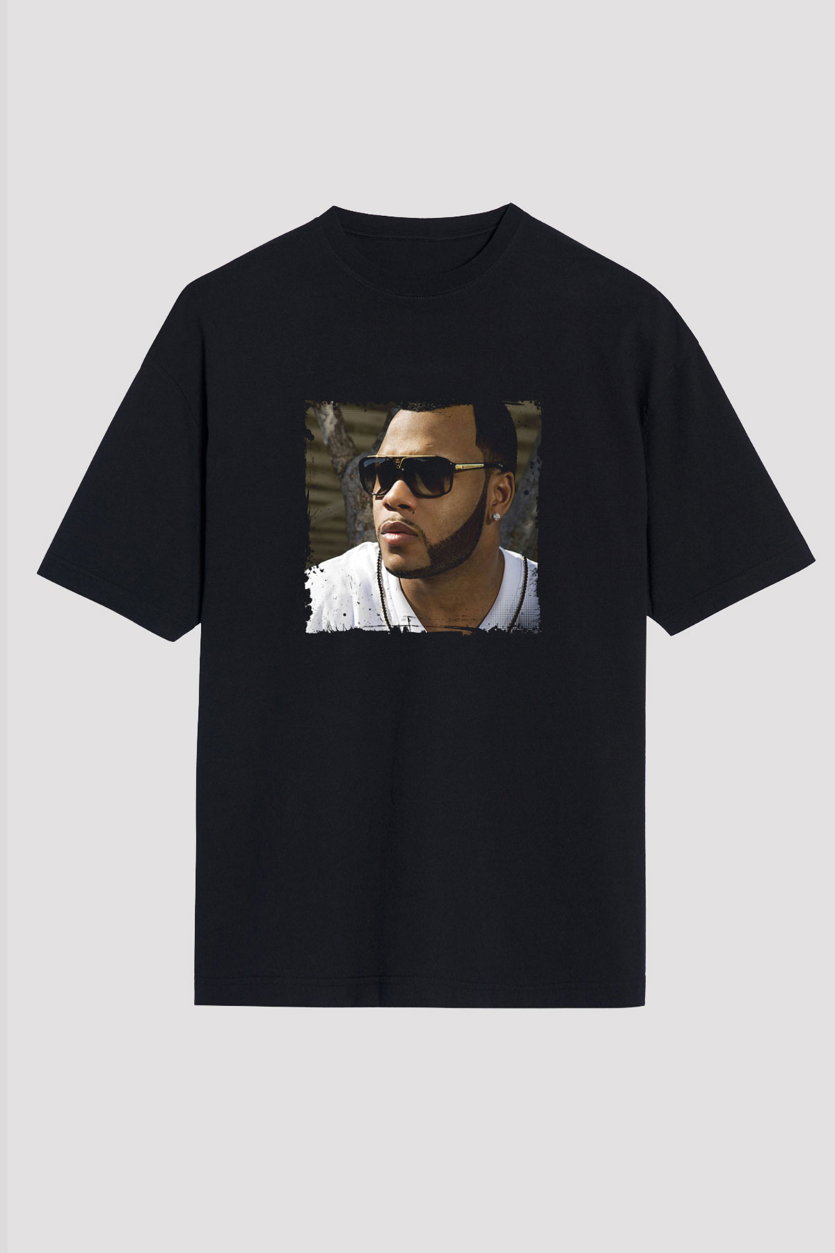 Flo Rida Baskılı Unisex Oversize Siyah Tişört