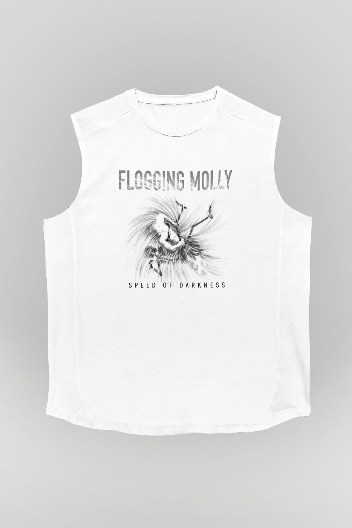 Flogging Molly Baskılı Unisex Beyaz Kolsuz Tişört
