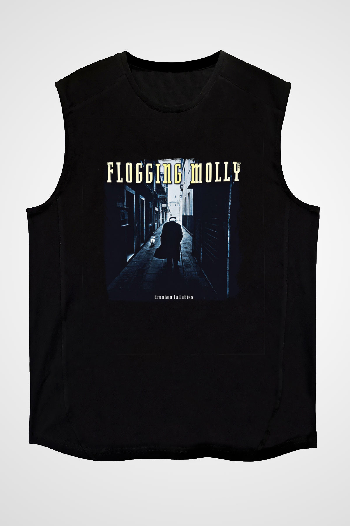 Flogging Molly Baskılı Unisex Siyah Kolsuz Tişört