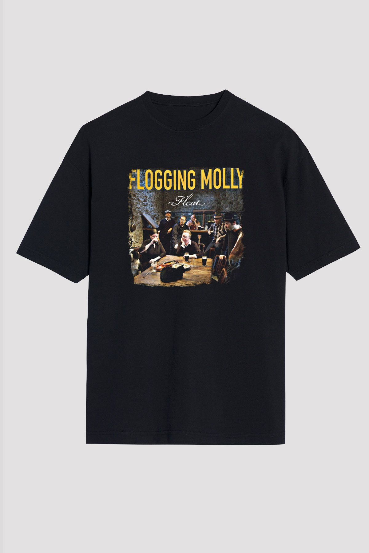 Flogging Molly Baskılı Unisex Siyah Oversize Tişört