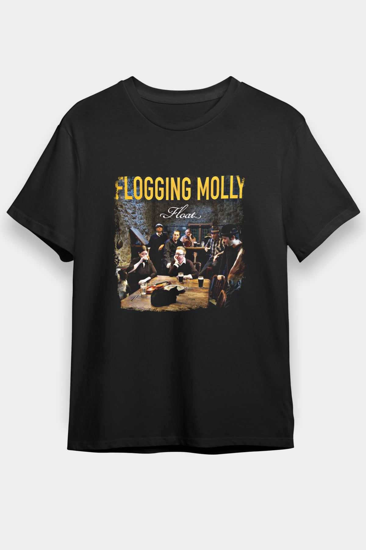 Flogging Molly Baskılı Unisex Siyah Tişört