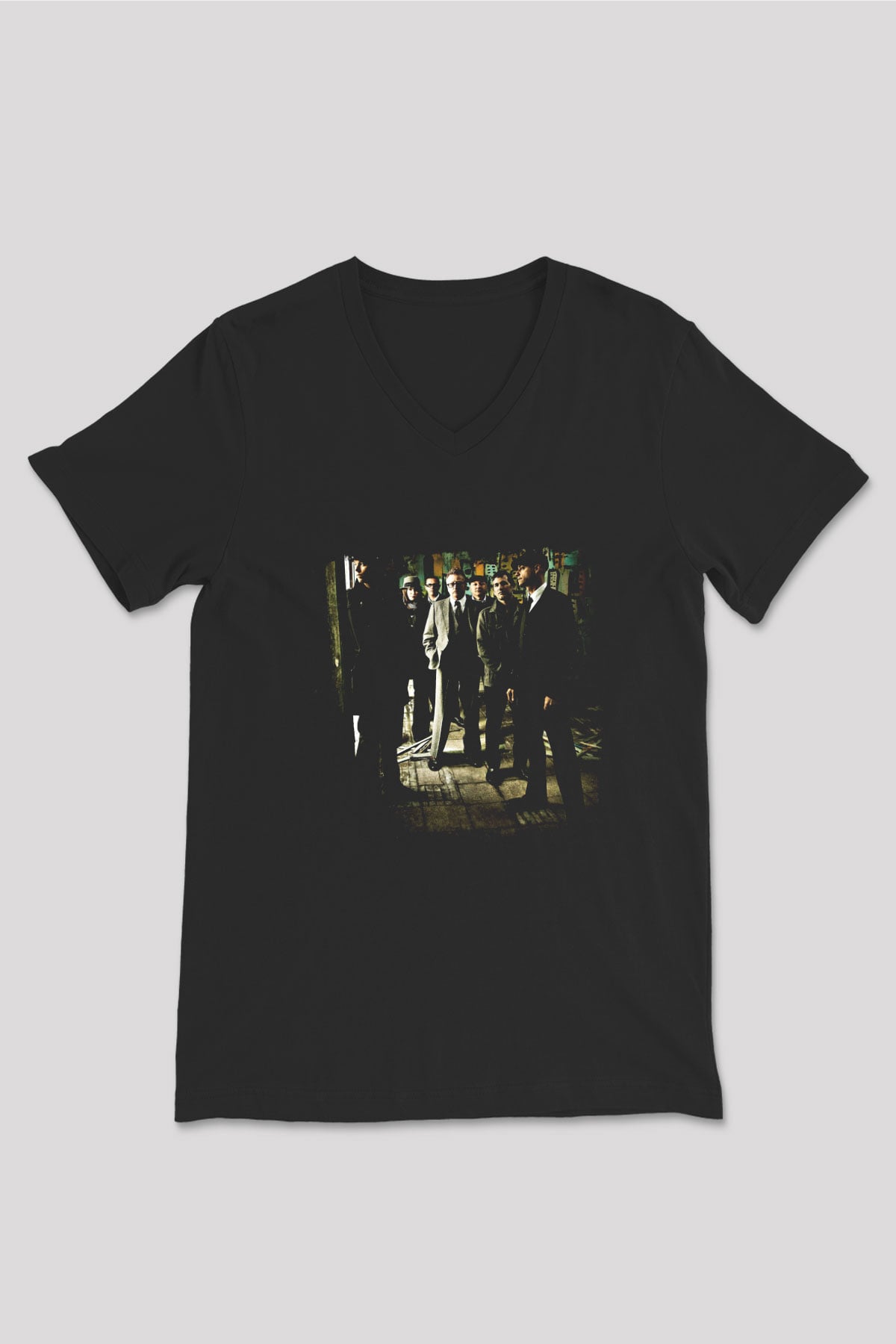 Flogging Molly Baskılı Unisex Siyah V Yaka Tişört