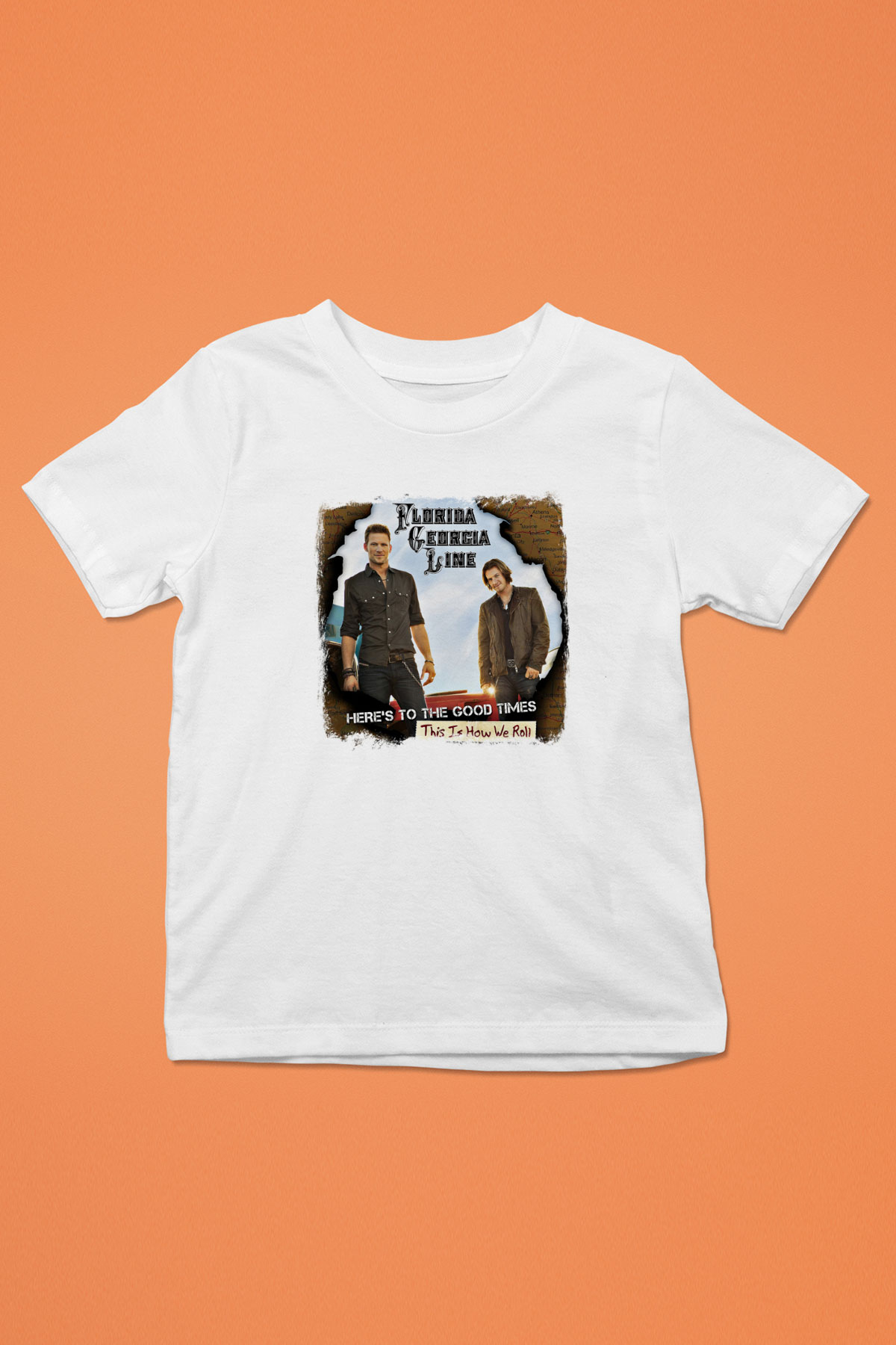 Florida Georgia Line Baskılı Unisex Beyaz Çocuk Tişört