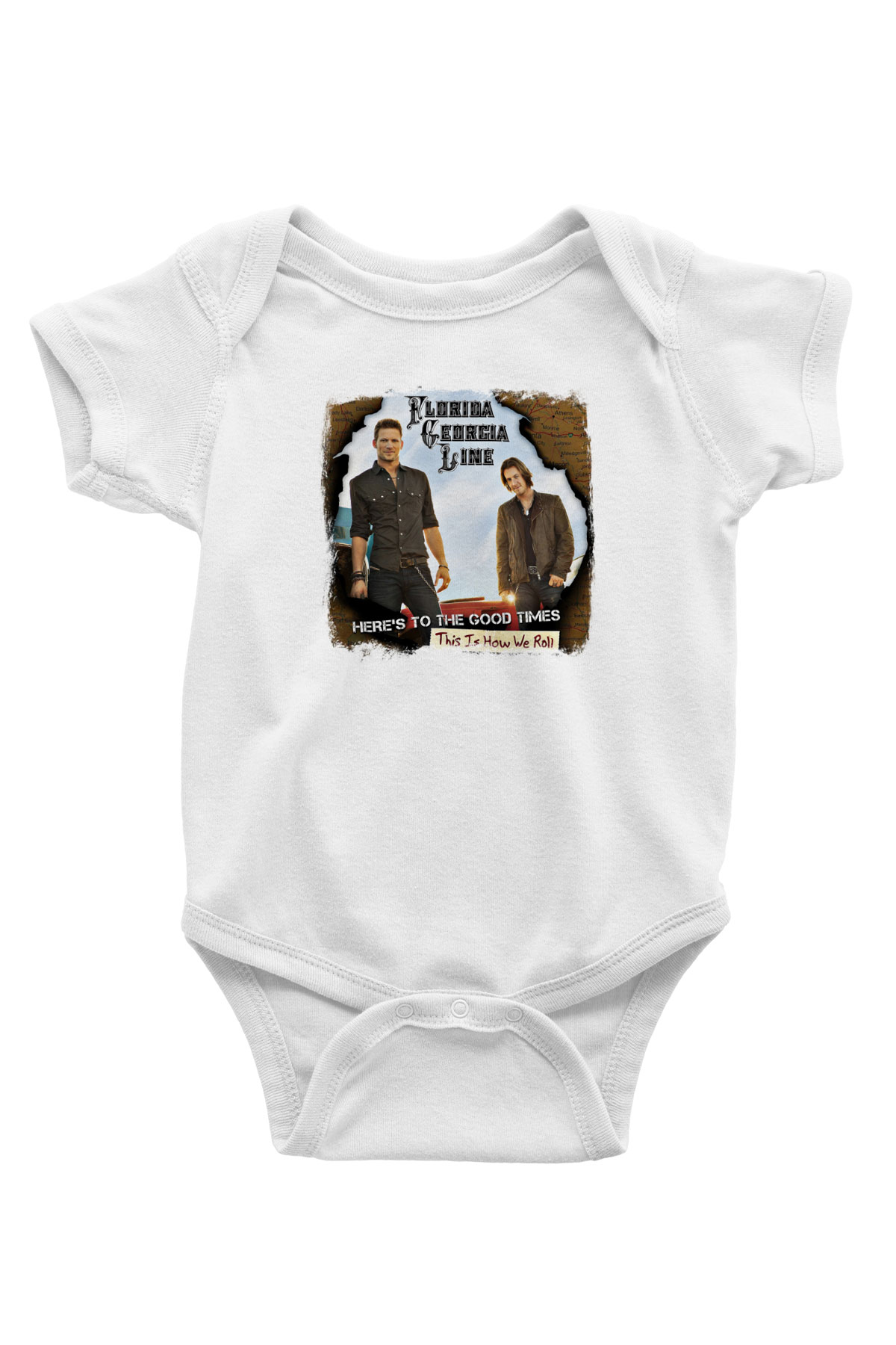 Florida Georgia Line Baskılı Unisex Beyaz Bebek Body - Zıbın