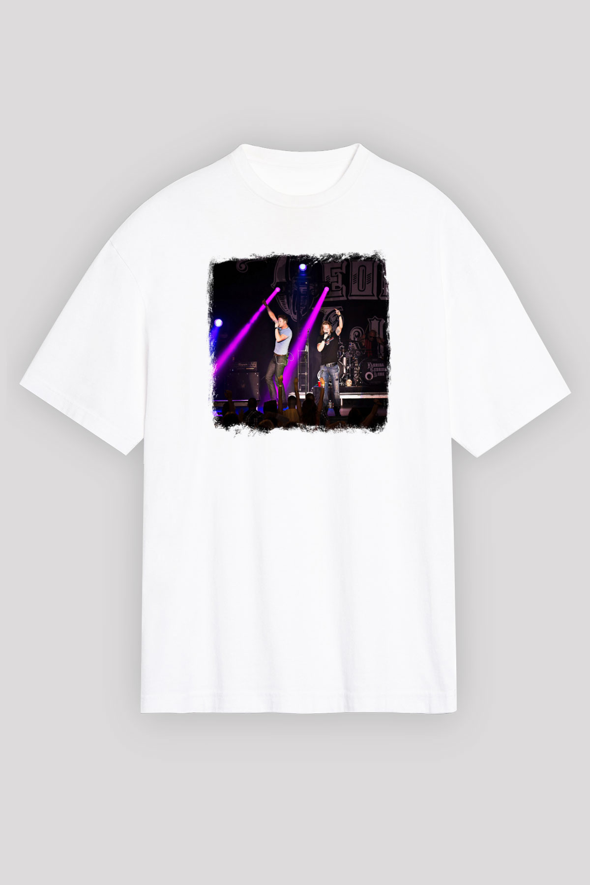 Florida Georgia Line Baskılı Unisex Beyaz Oversize Tişört