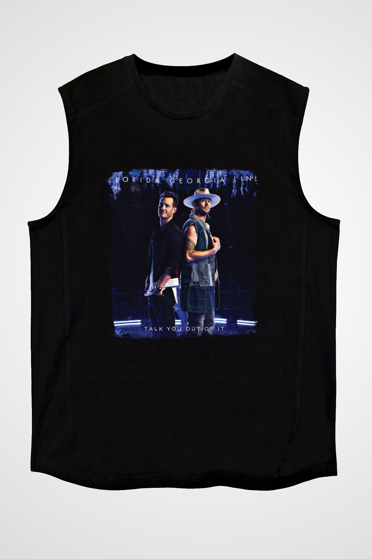 Florida Georgia Line Baskılı Unisex Siyah Kolsuz Tişört