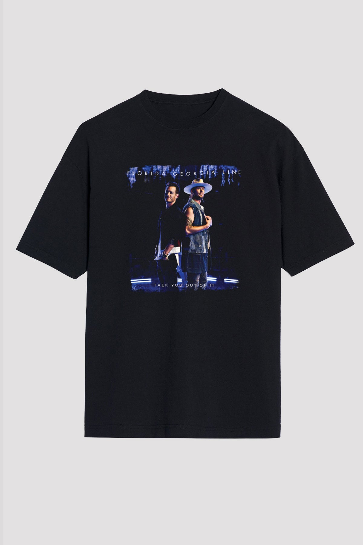 Florida Georgia Line Baskılı Unisex Siyah Oversize Tişört