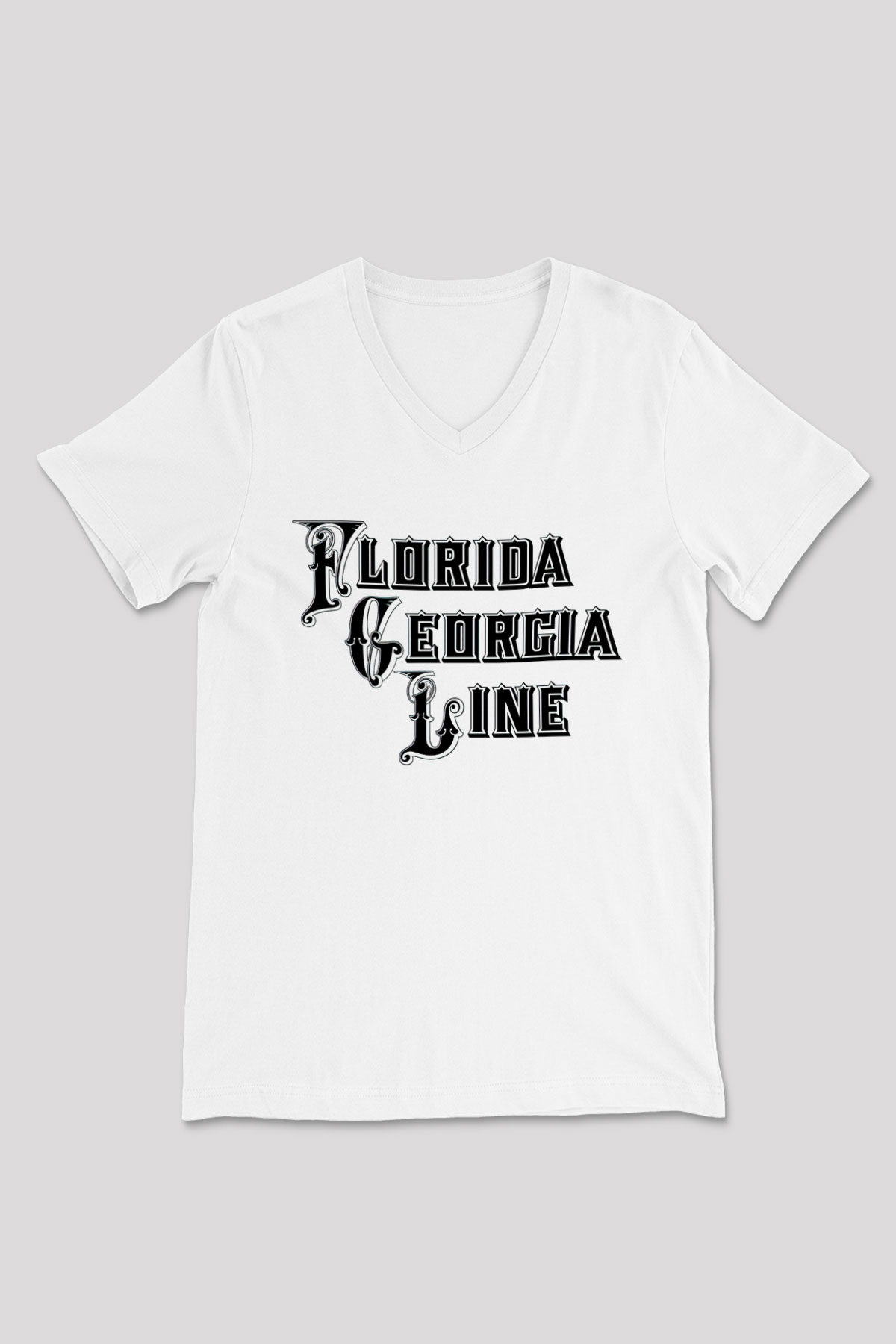 Florida Georgia Line Beyaz Unisex V Yaka Tişört