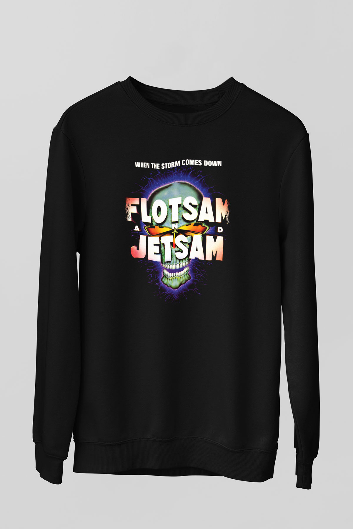 Flotsam and Jetsam Baskılı Unisex Siyah Sweatshirt