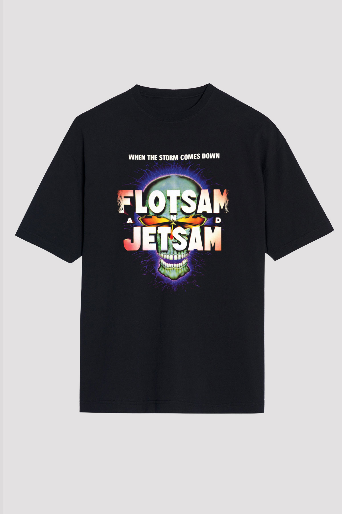 Flotsam and Jetsam Baskılı Unisex Siyah Oversize Tişört