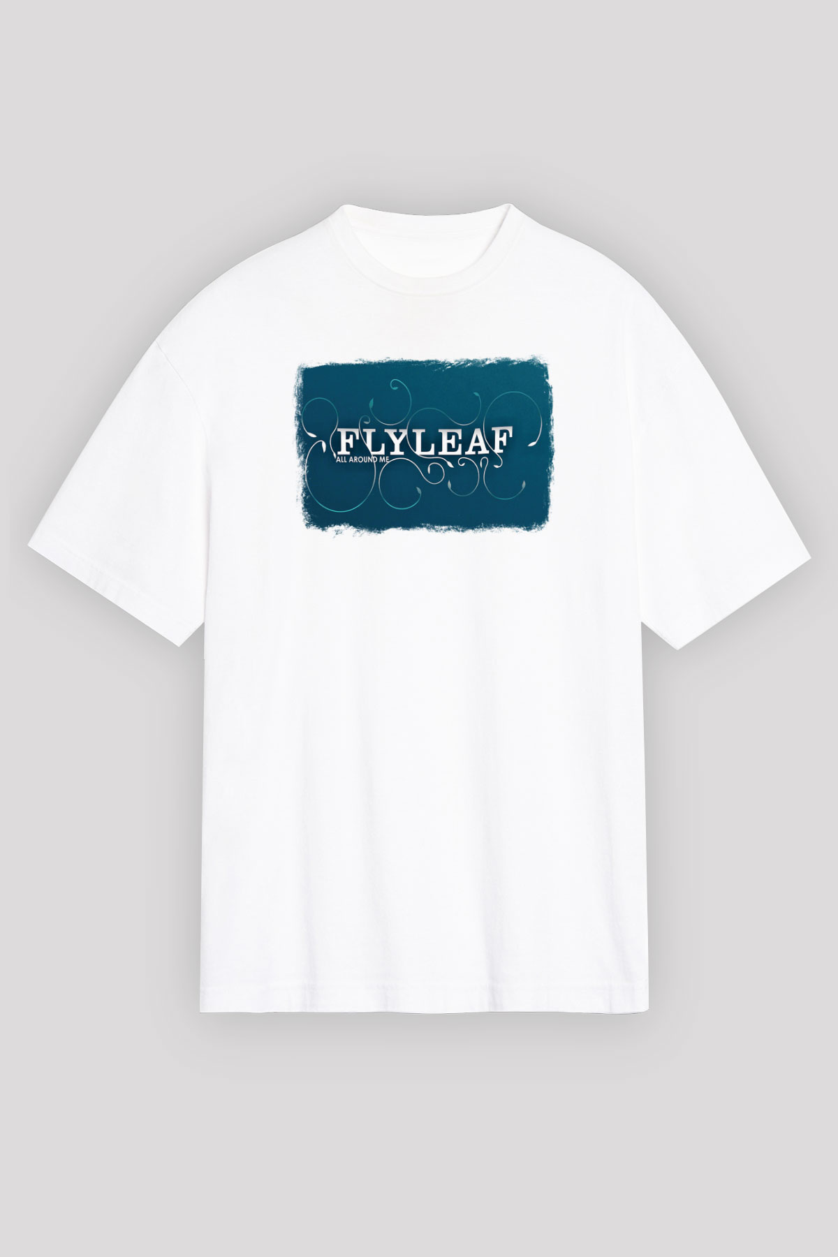Flyleaf Baskılı Unisex Beyaz Oversize Tişört