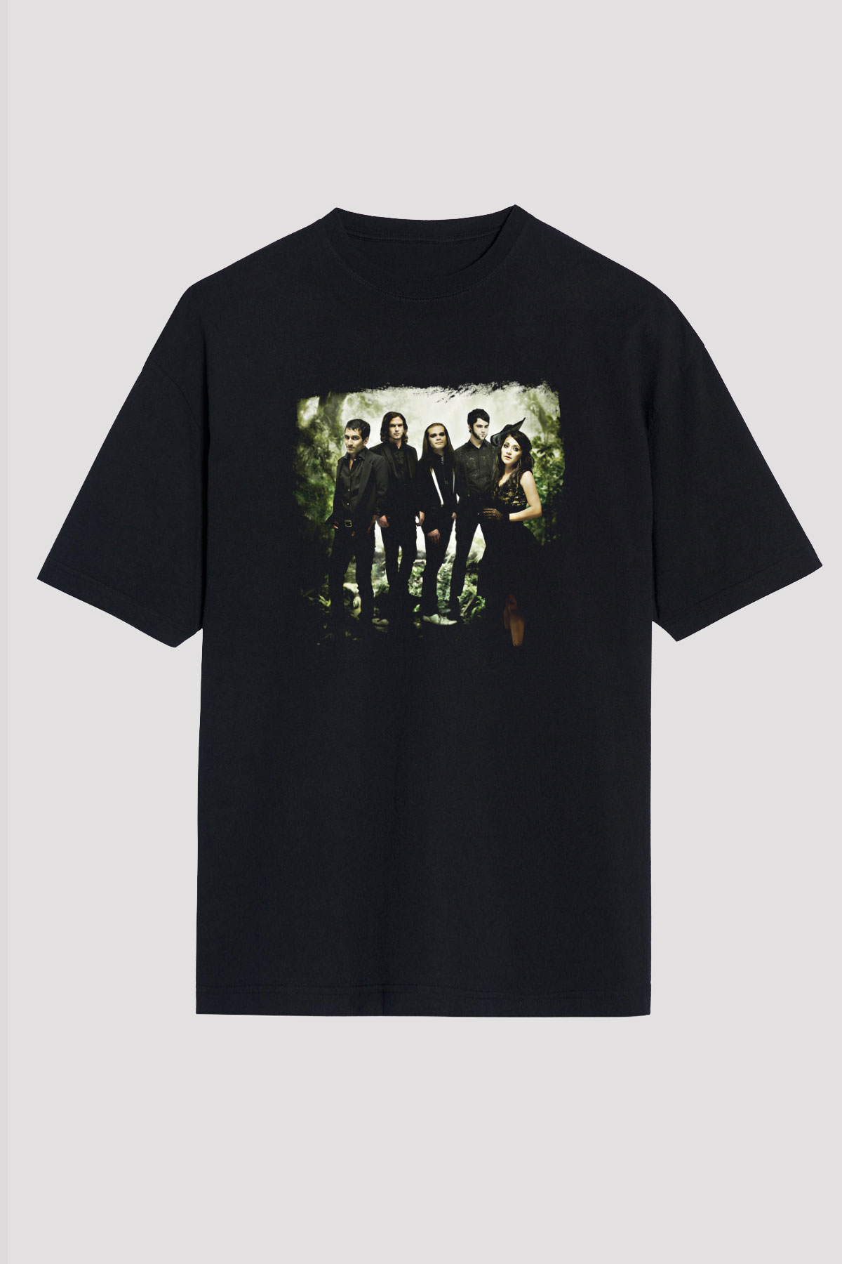 Flyleaf Baskılı Unisex Siyah Oversize Tişört