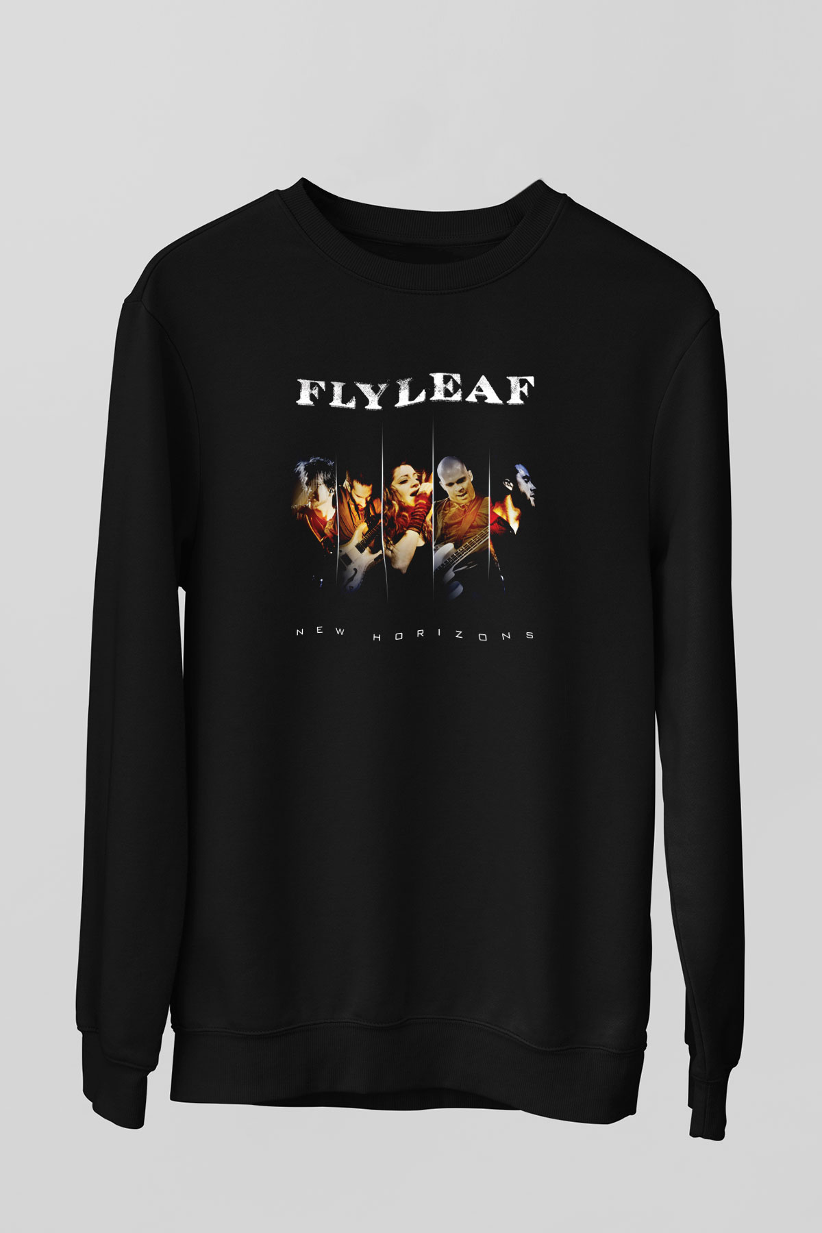 Flyleaf Baskılı Unisex Siyah Sweatshirt