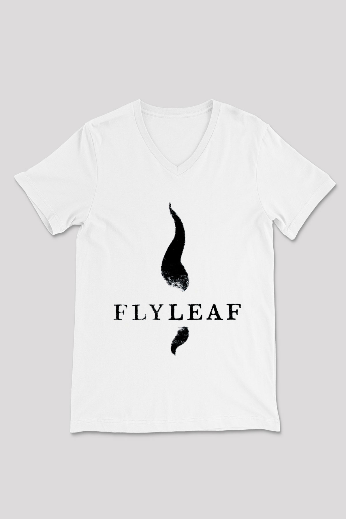 Flyleaf Beyaz Unisex V Yaka Tişört