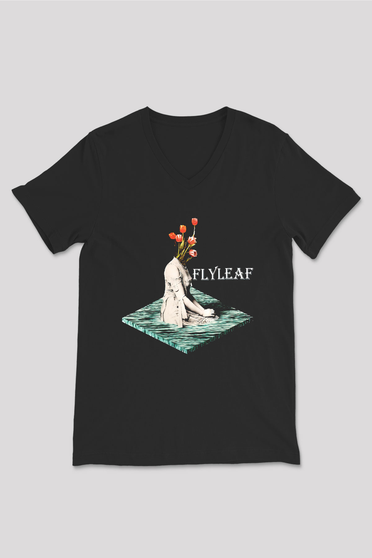 Flyleaf Siyah Unisex V Yaka Tişört