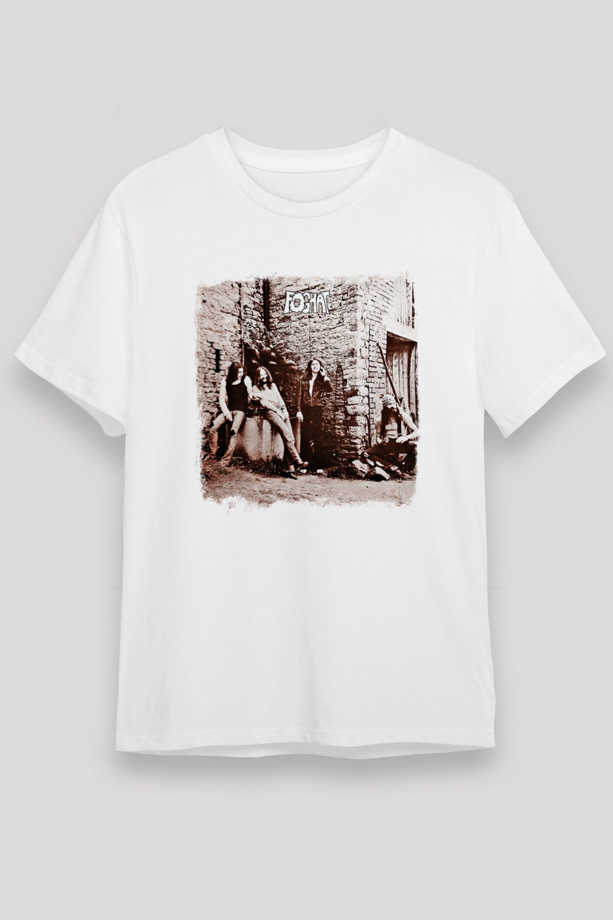 Foghat Baskılı Unisex Beyaz Tişört