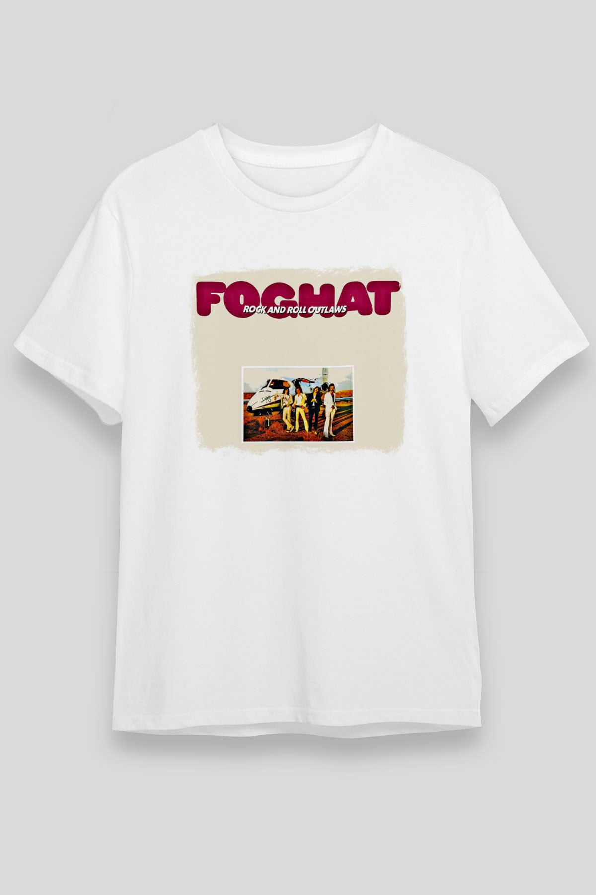 Foghat Baskılı Unisex Beyaz Tişört