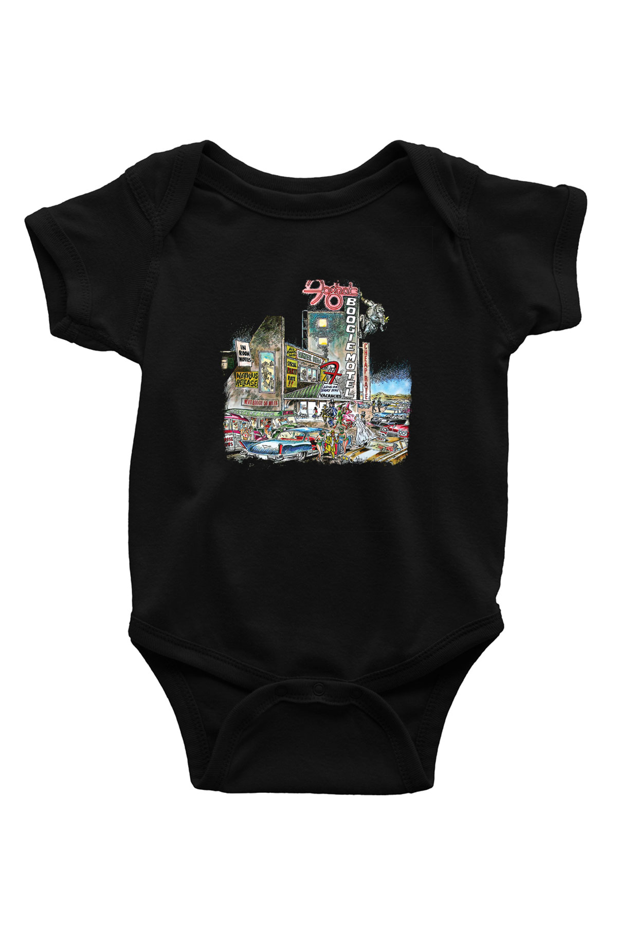 Foghat Baskılı Unisex Siyah Bebek Body - Zıbın