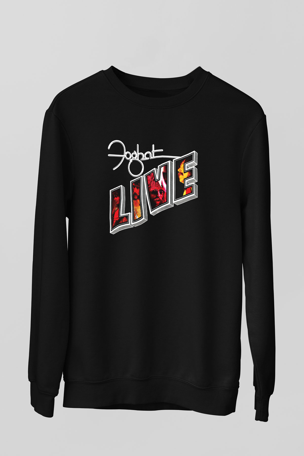 Foghat Baskılı Unisex Siyah Sweatshirt