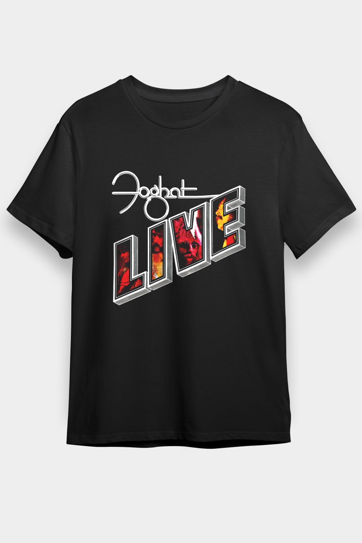 Foghat Baskılı Unisex Siyah Tişört