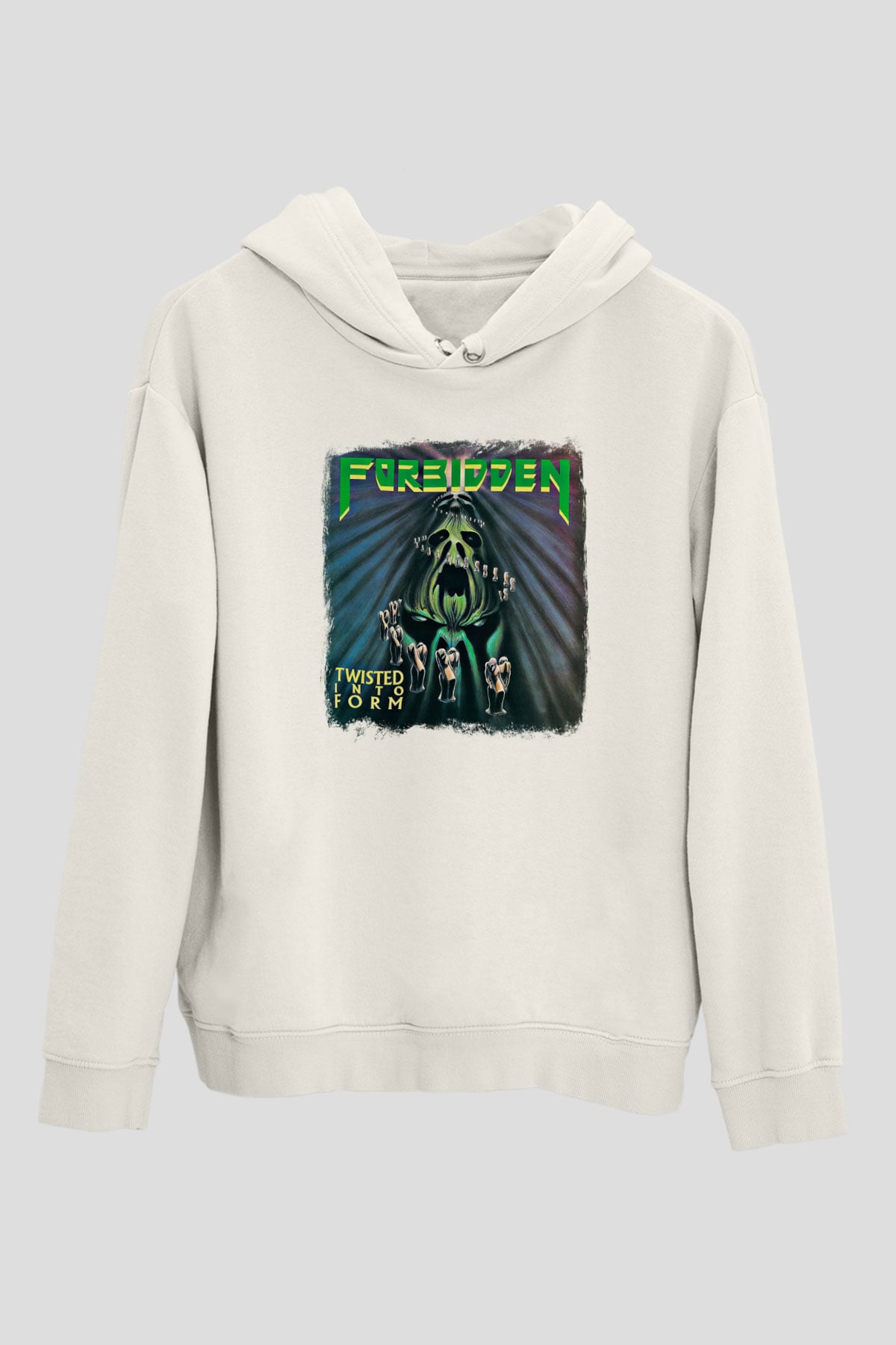 Forbidden Baskılı Unisex Beyaz Hoodie