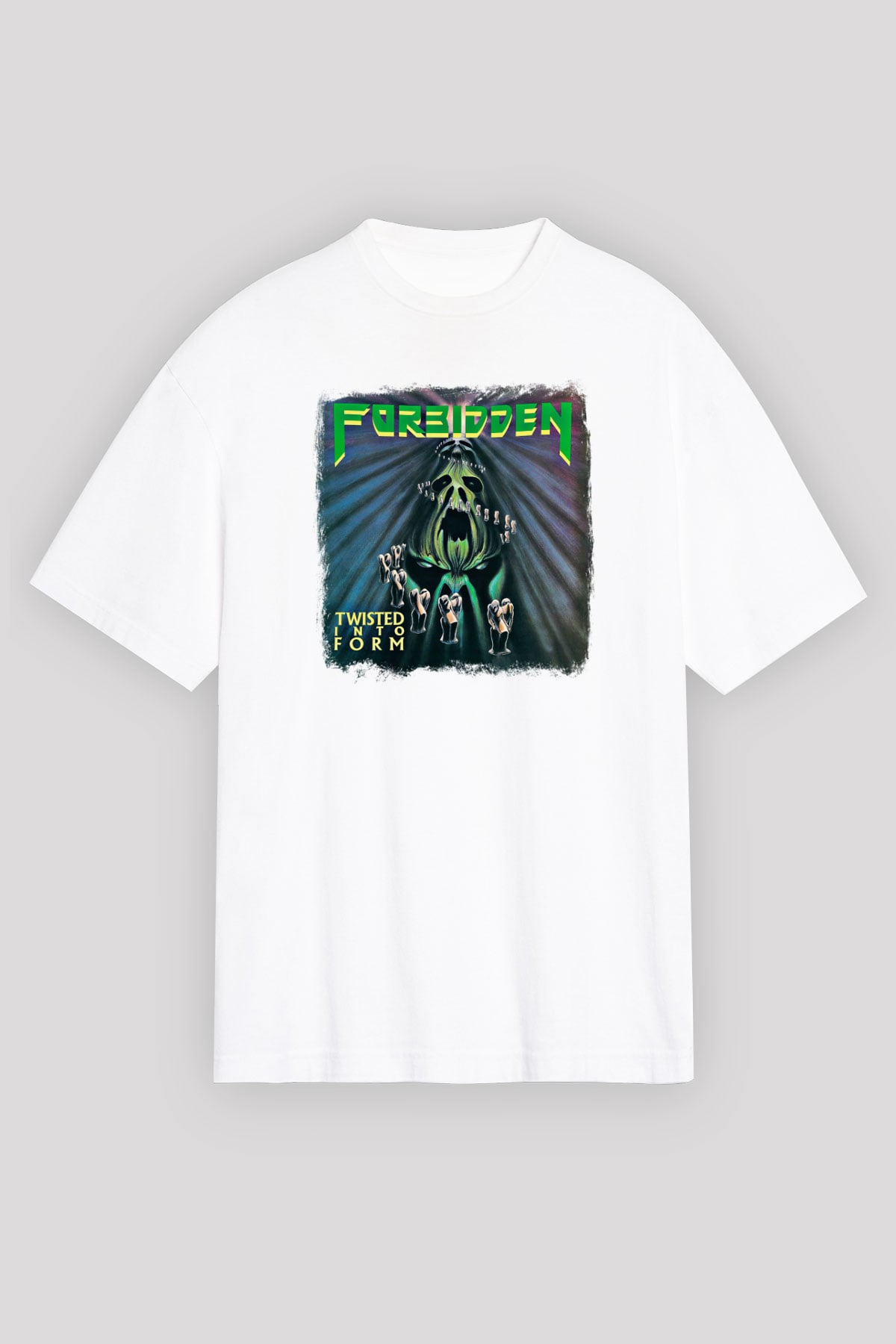 Forbidden Baskılı Unisex Beyaz Oversize Tişört