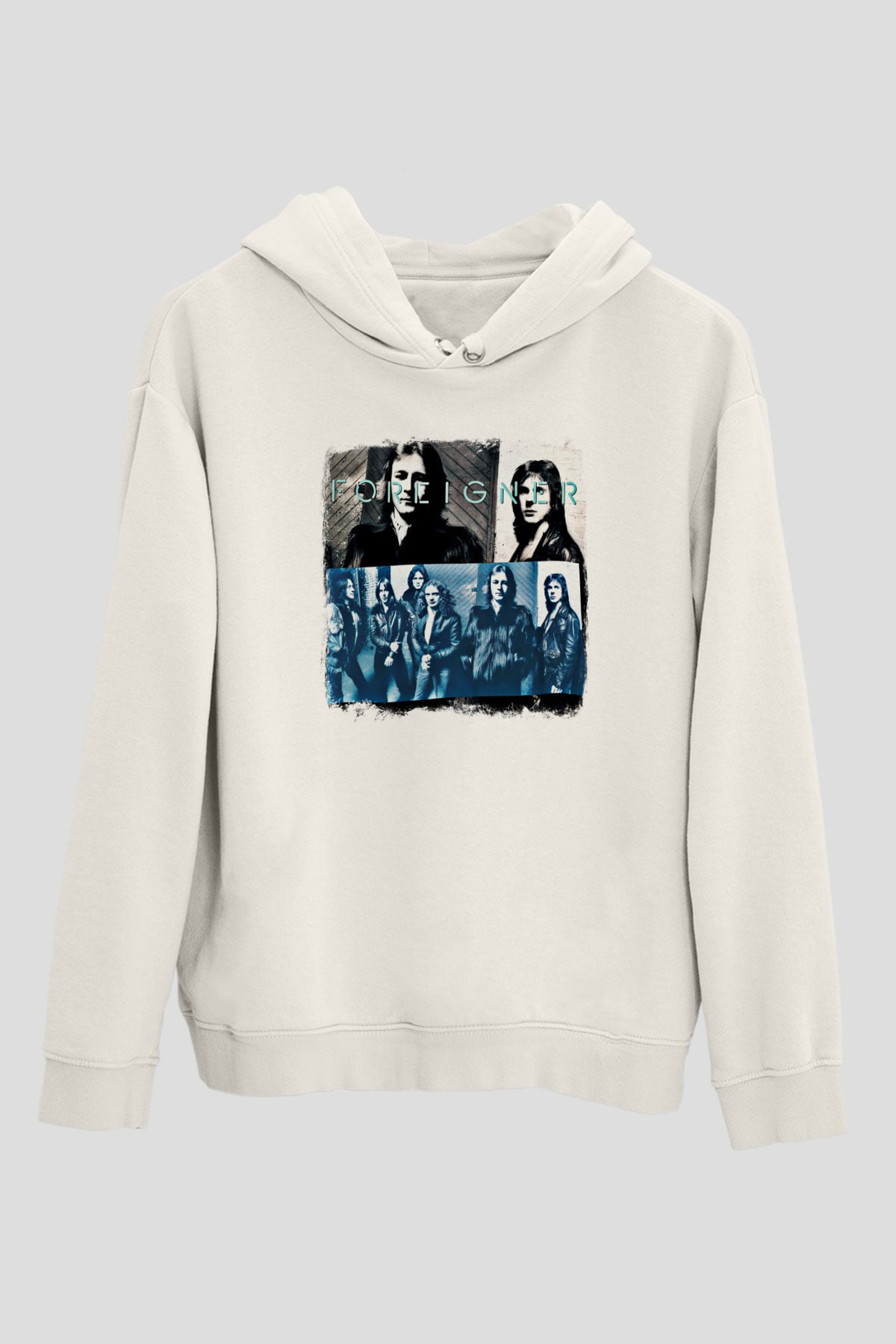 Foreigner Baskılı Unisex Beyaz Hoodie