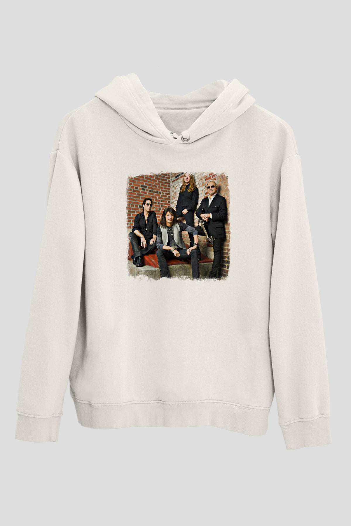 Foreigner Baskılı Unisex Beyaz Hoodie