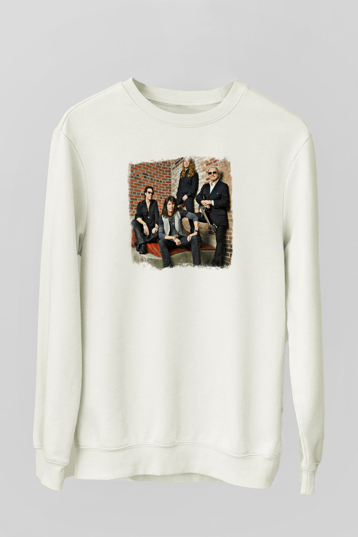 Foreigner Baskılı Unisex Beyaz Sweatshirt