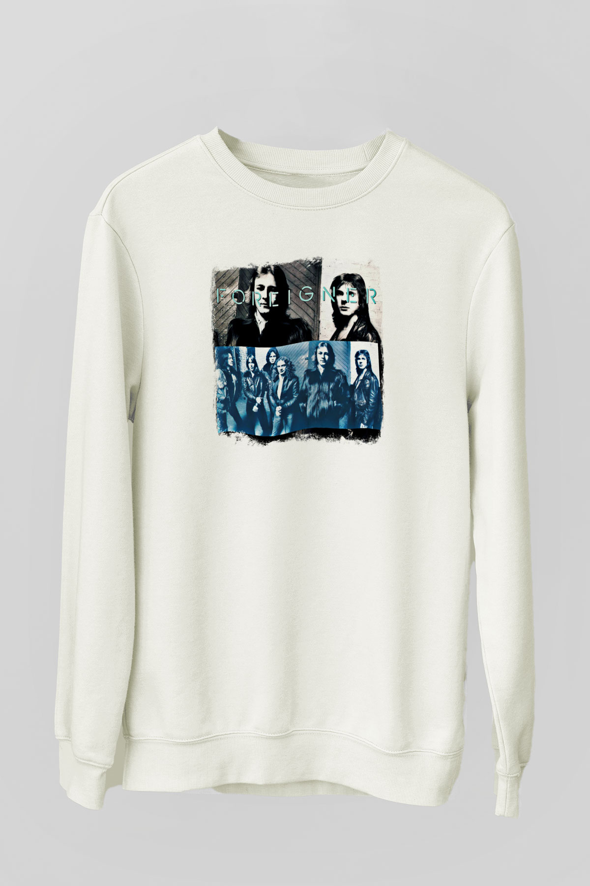 Foreigner Baskılı Unisex Beyaz Sweatshirt