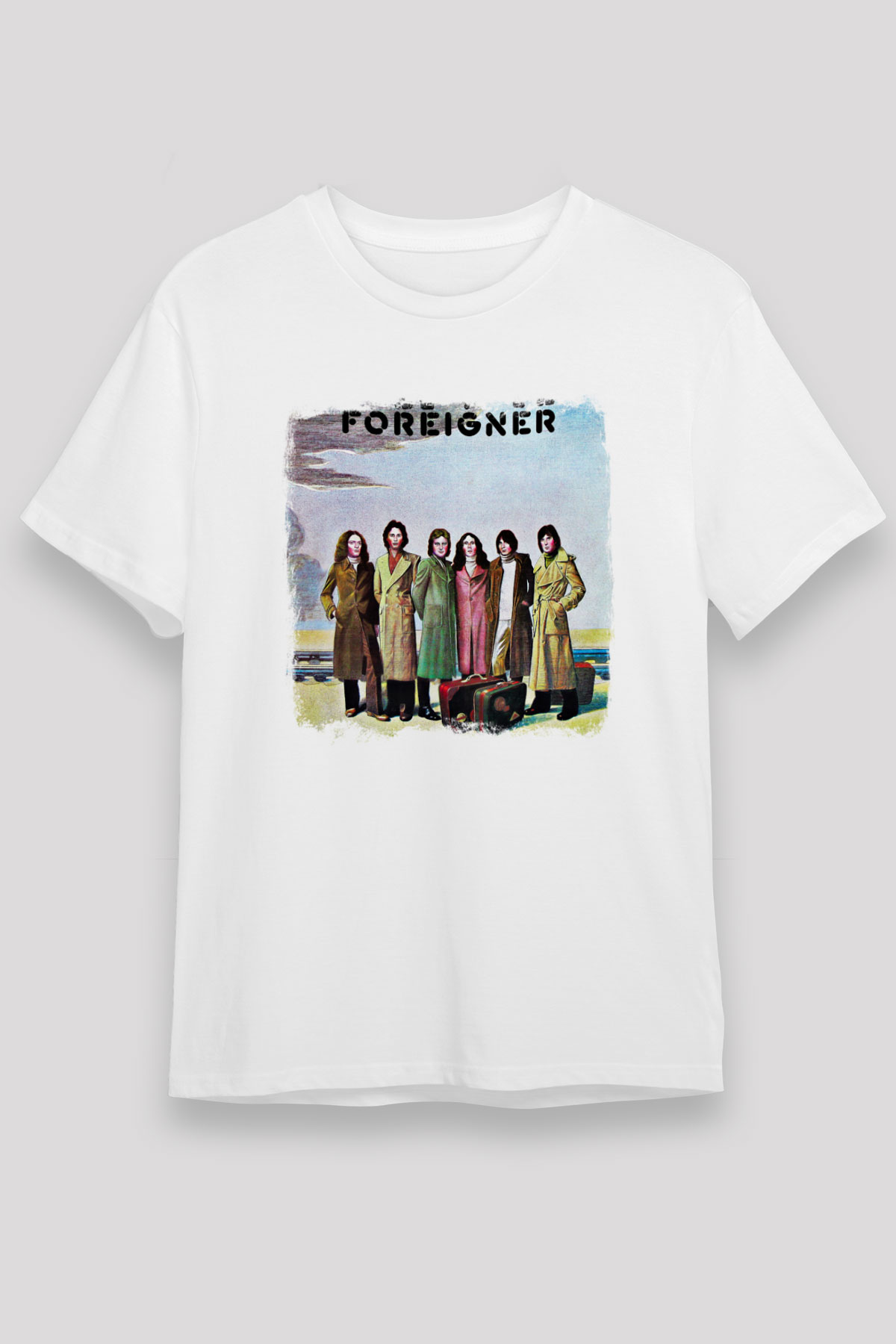 Foreigner Baskılı Unisex Beyaz Tişört