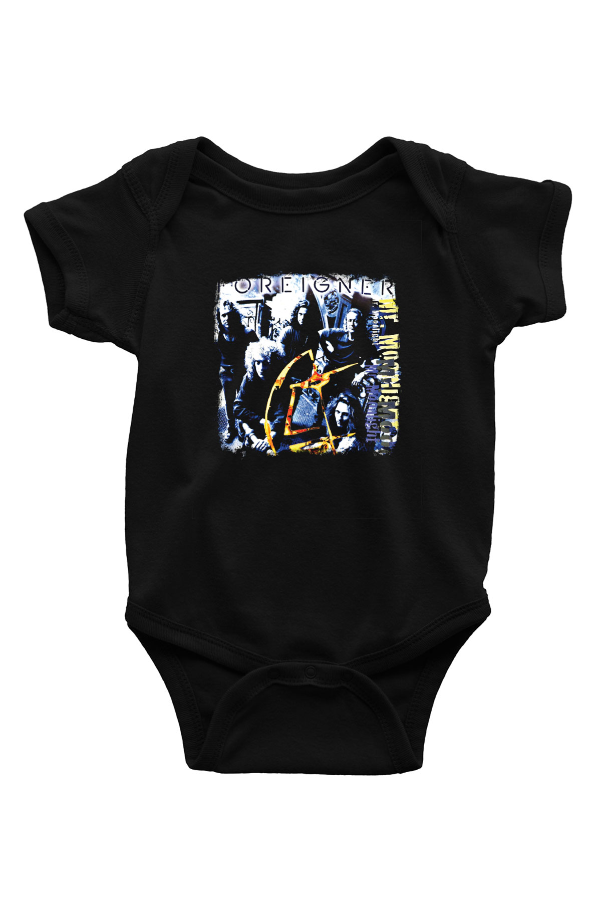 Foreigner Baskılı Unisex Siyah Bebek Body - Zıbın