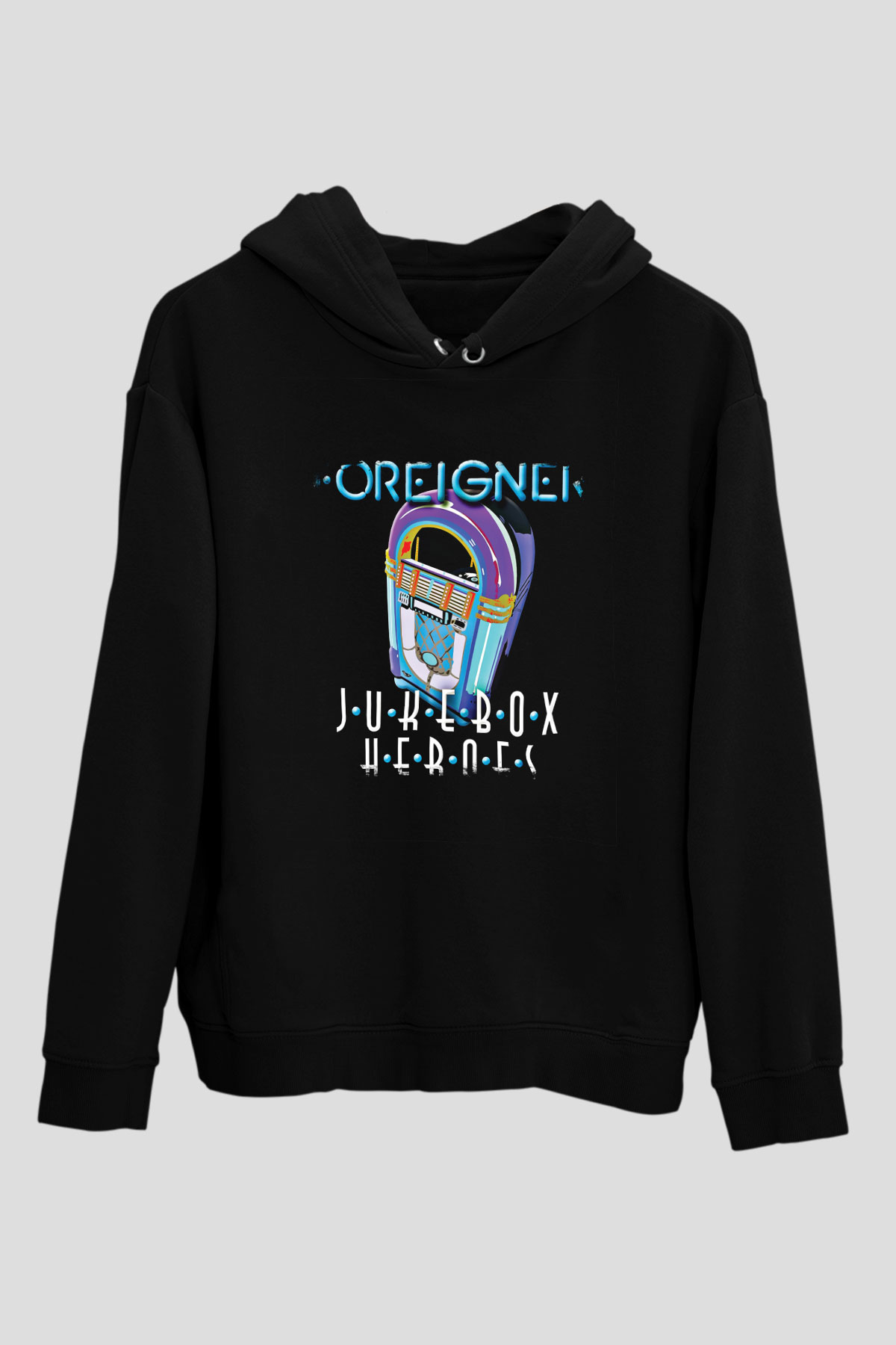 Foreigner Baskılı Unisex Siyah Hoodie