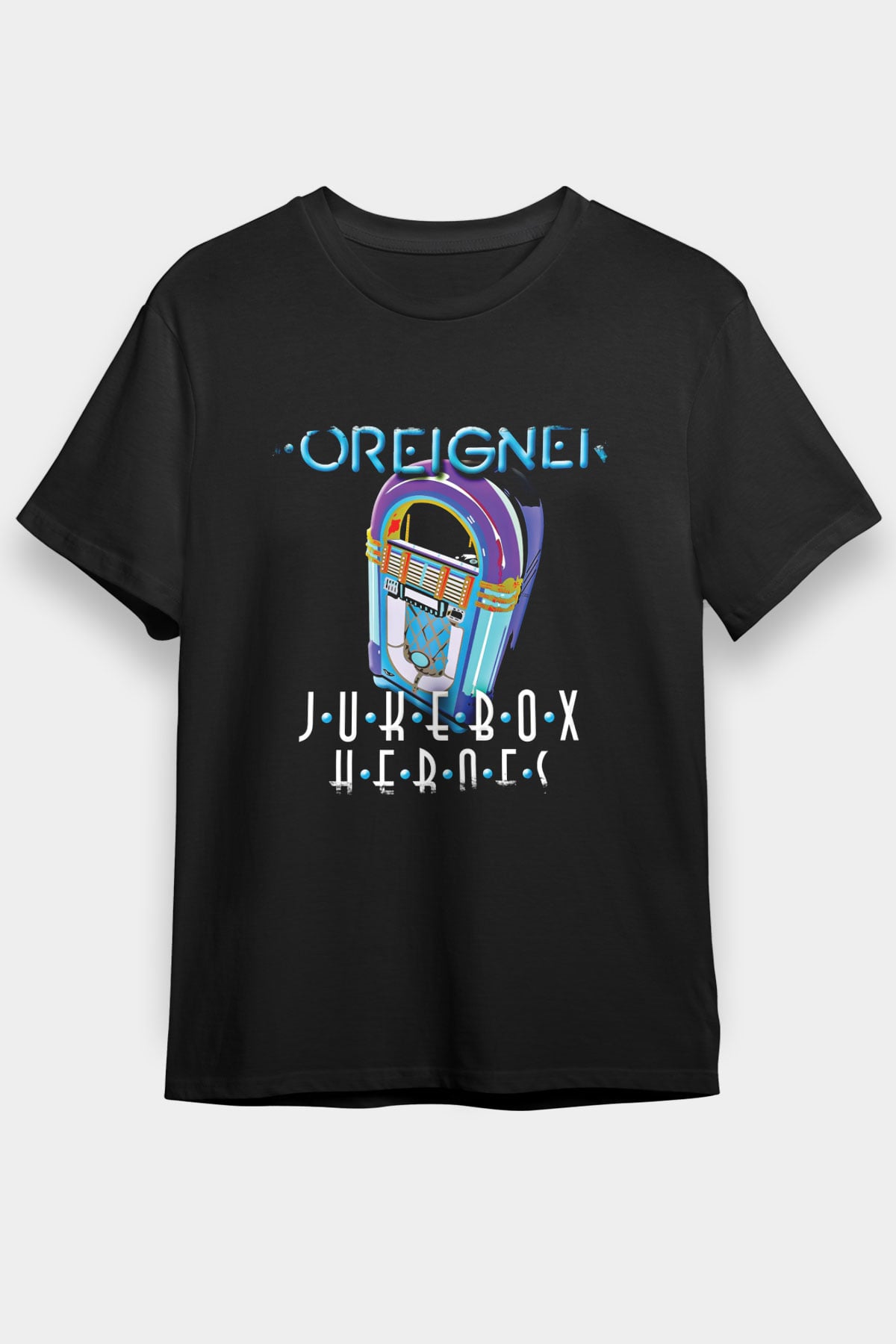 Foreigner Baskılı Unisex Siyah Tişört