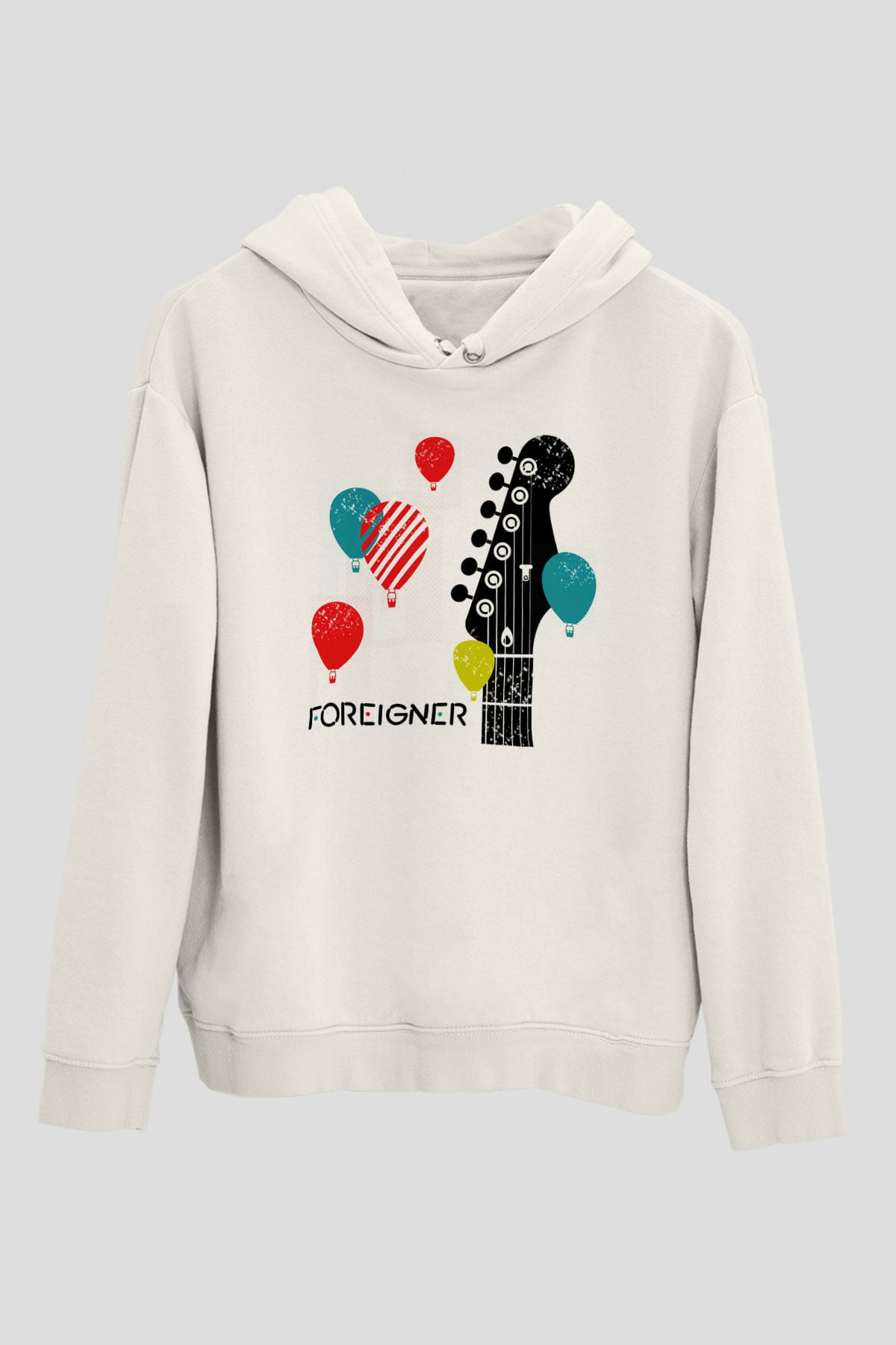 Foreigner Beyaz Unisex Kapşonlu Sweatshirt