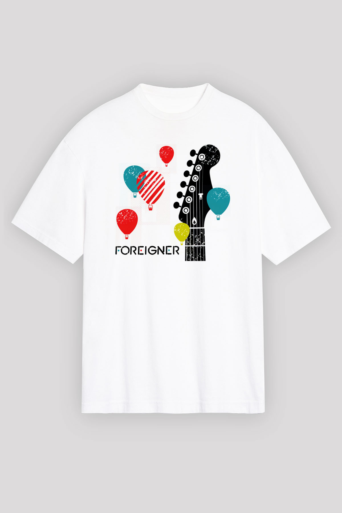 Foreigner Beyaz Unisex Oversize Tişört T-Shirt