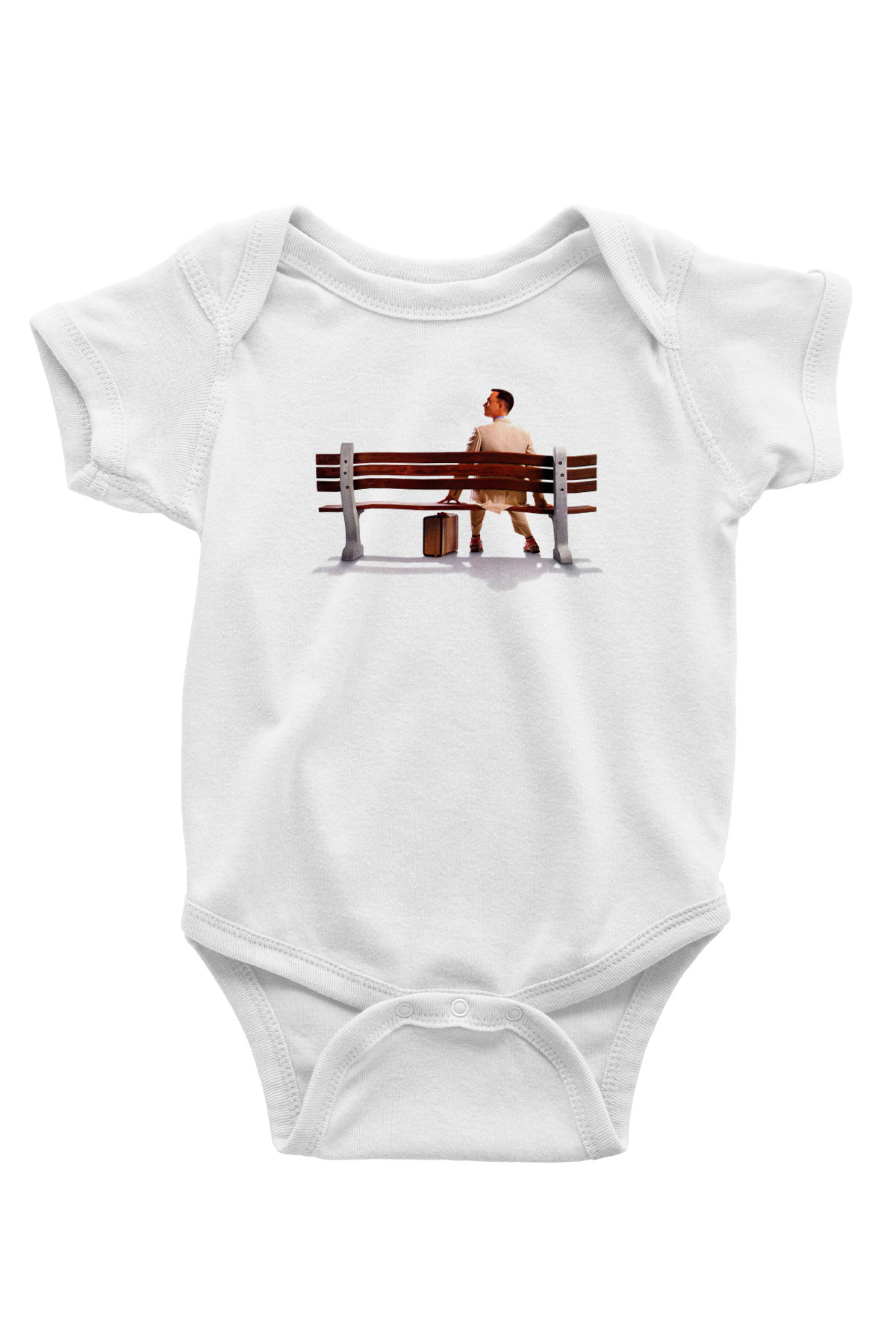 Forrest Gump Baskılı Beyaz Unisex Bebek Body - Zıbın