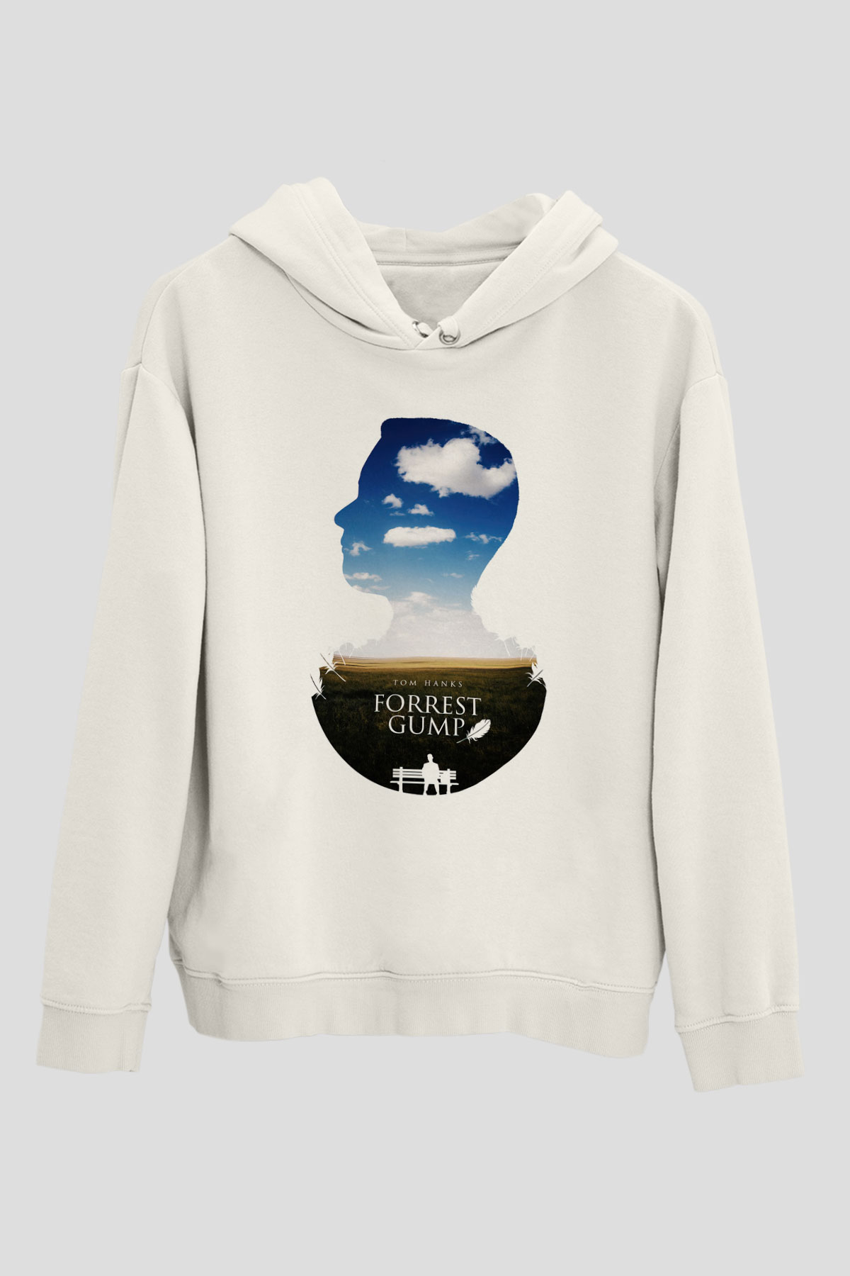 Forrest Gump Beyaz Unisex Kapşonlu Sweatshirt
