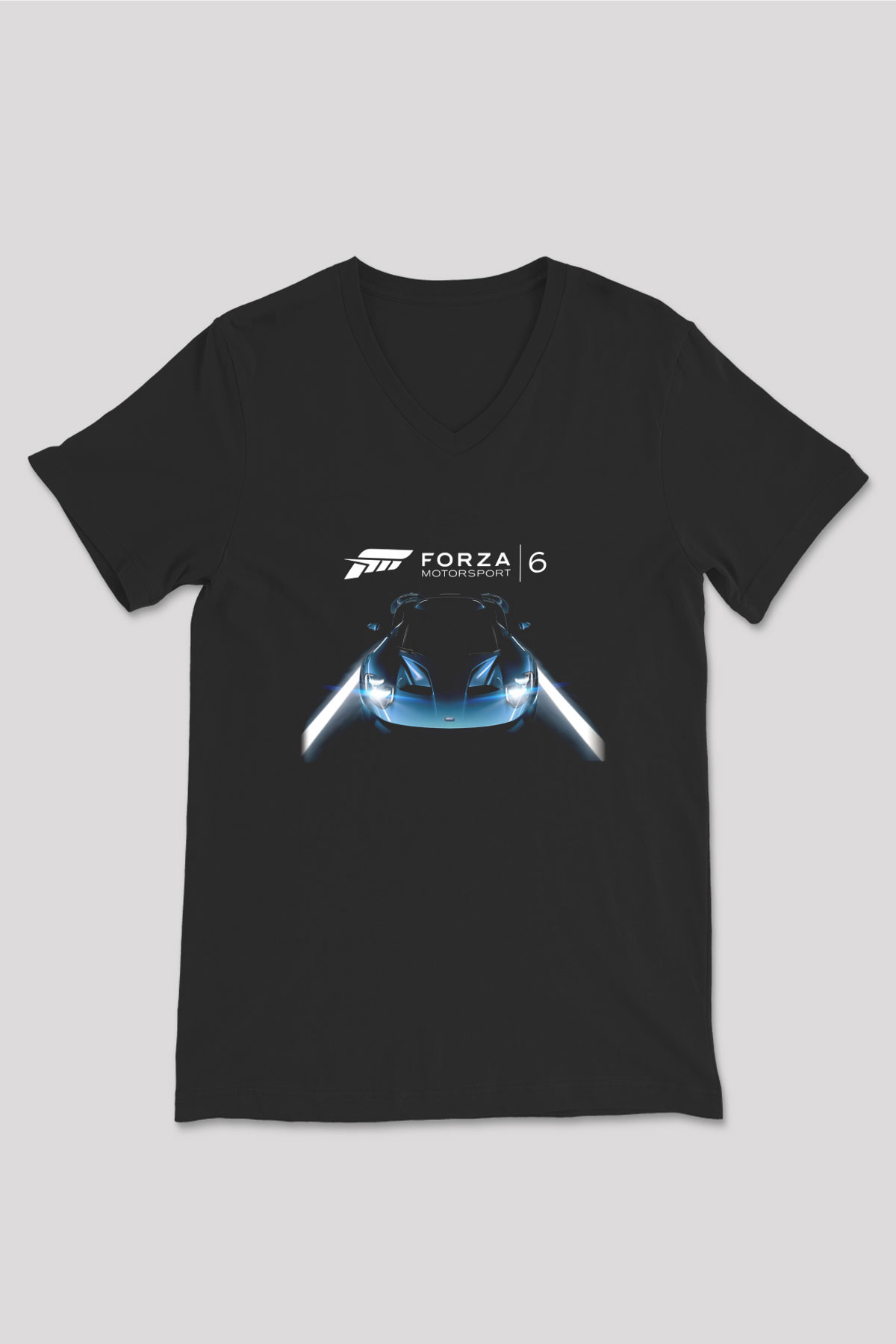 Forza Motorsport Siyah Unisex V Yaka Tişört T-Shirt