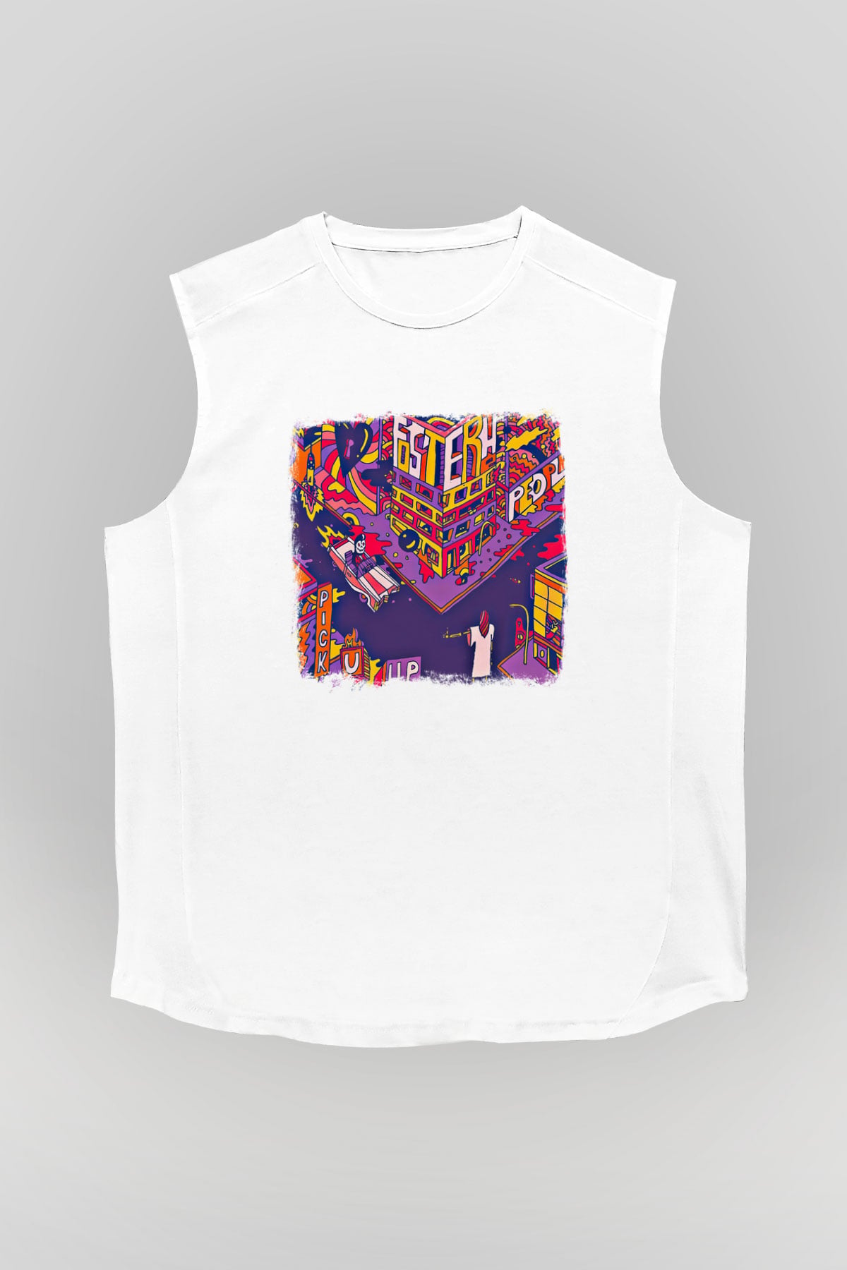 Foster the People Baskılı Unisex Beyaz Kolsuz Tişört