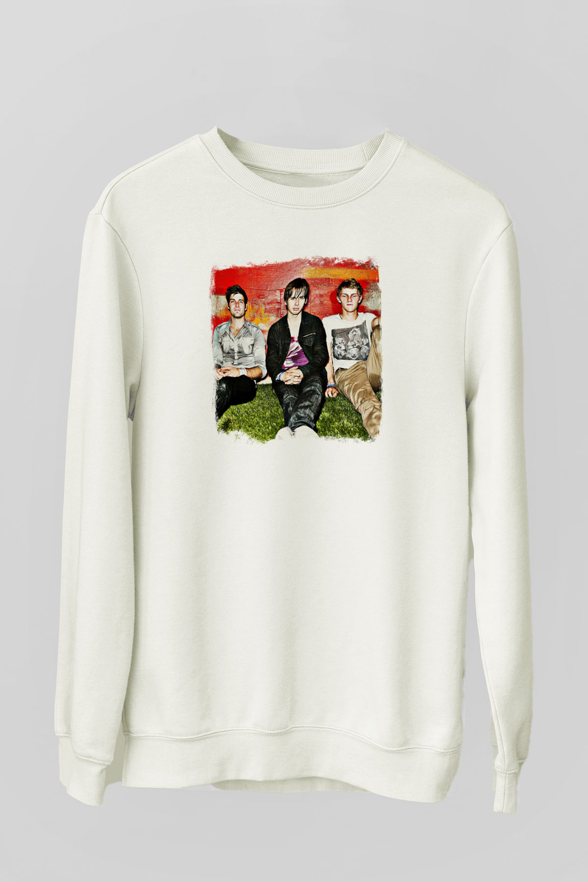 Foster the People Baskılı Unisex Beyaz Sweatshirt