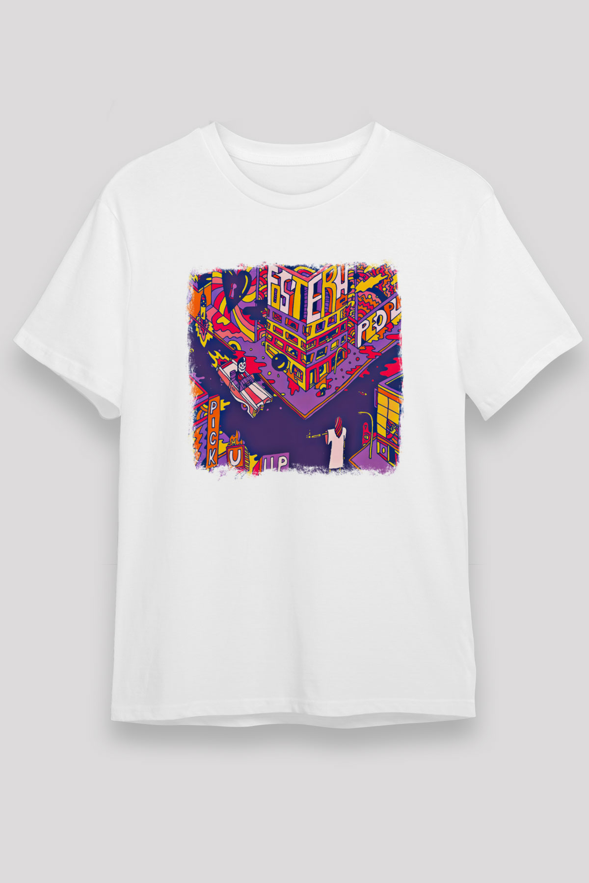 Foster the People Baskılı Unisex Beyaz Tişört