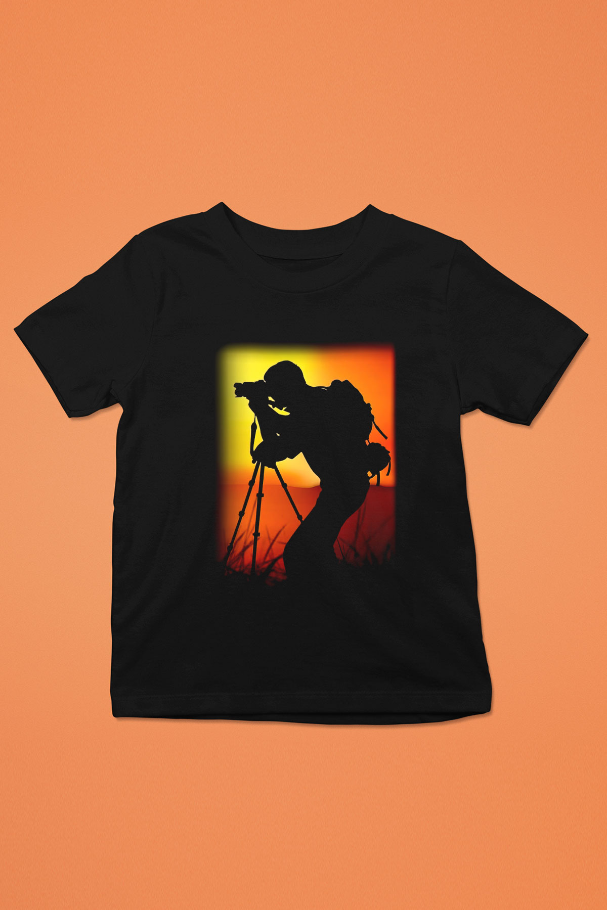 Fotoğrafçı Baskılı Siyah Unisex Çocuk Tişört