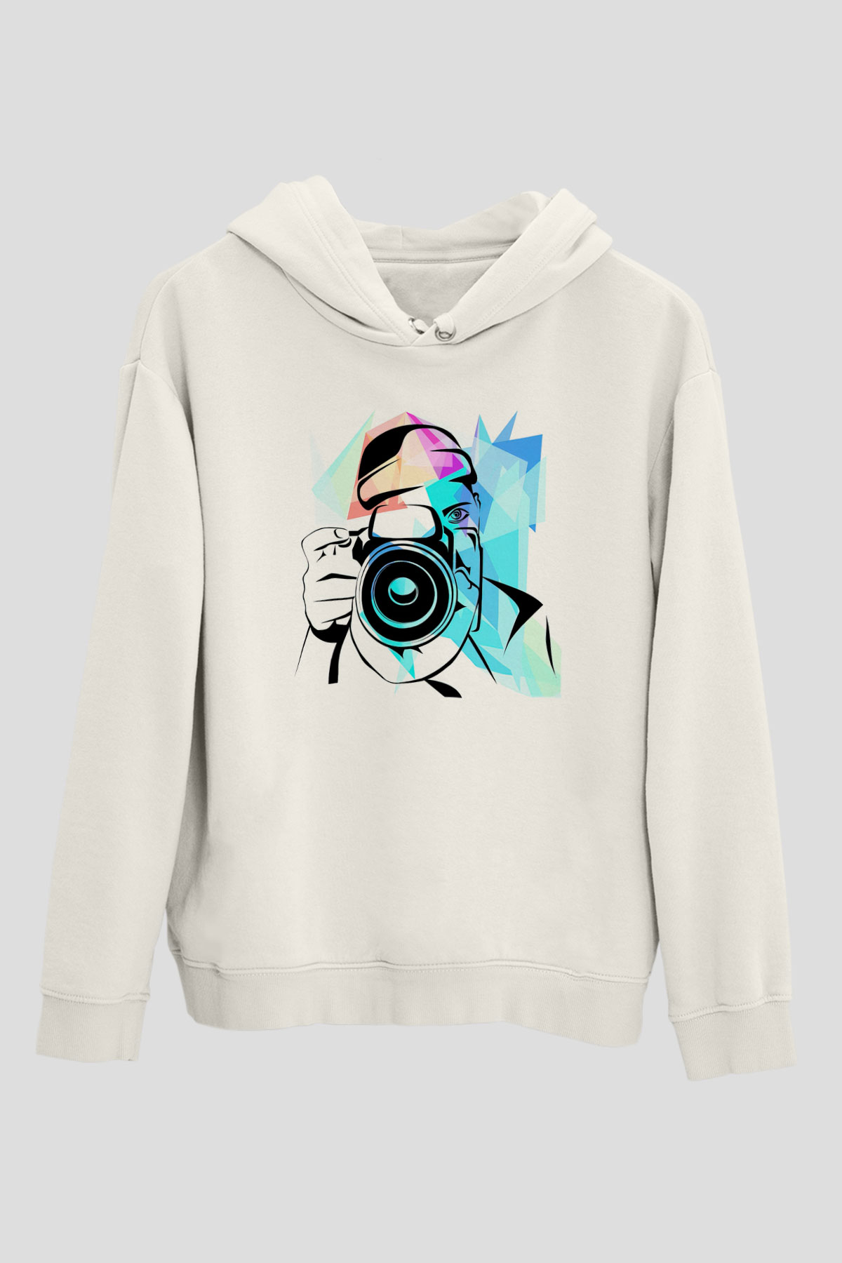 Fotoğrafçı Beyaz Unisex Hoodie